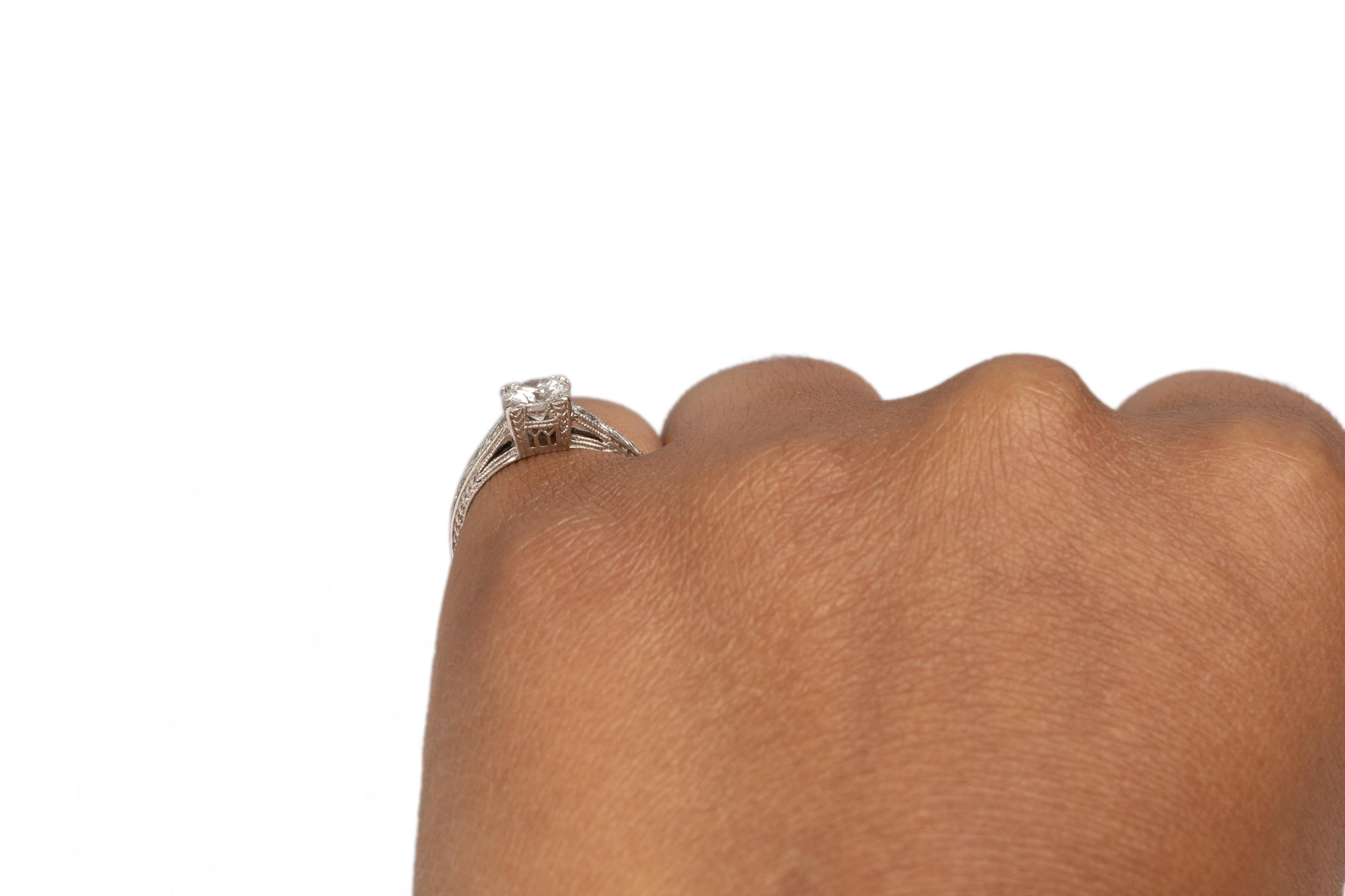 Women's .55 Carat Art Deco Diamond Platinum Engagement Ring For Sale