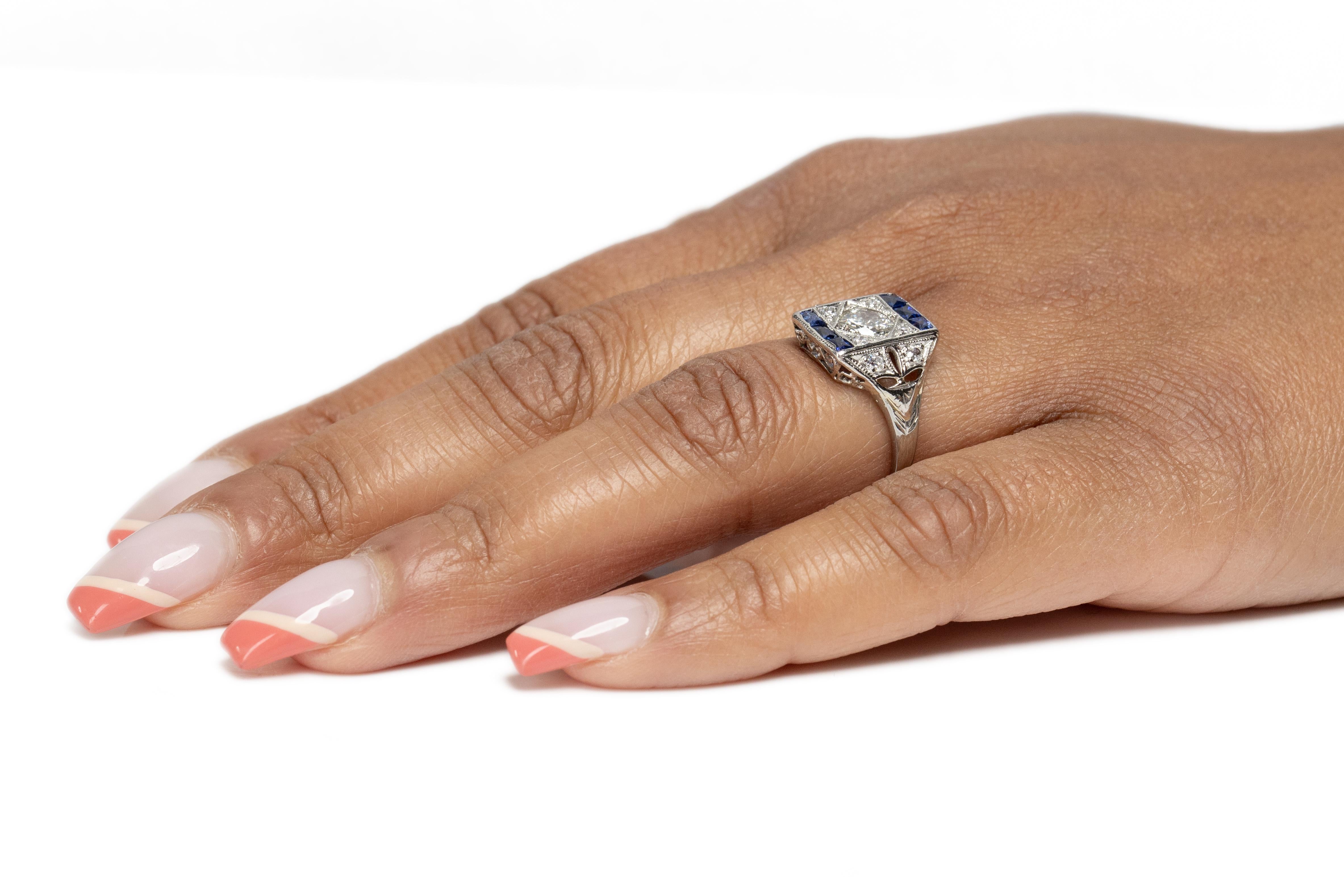 .55 Carat Art Deco Diamond Platinum Engagement Ring For Sale 2