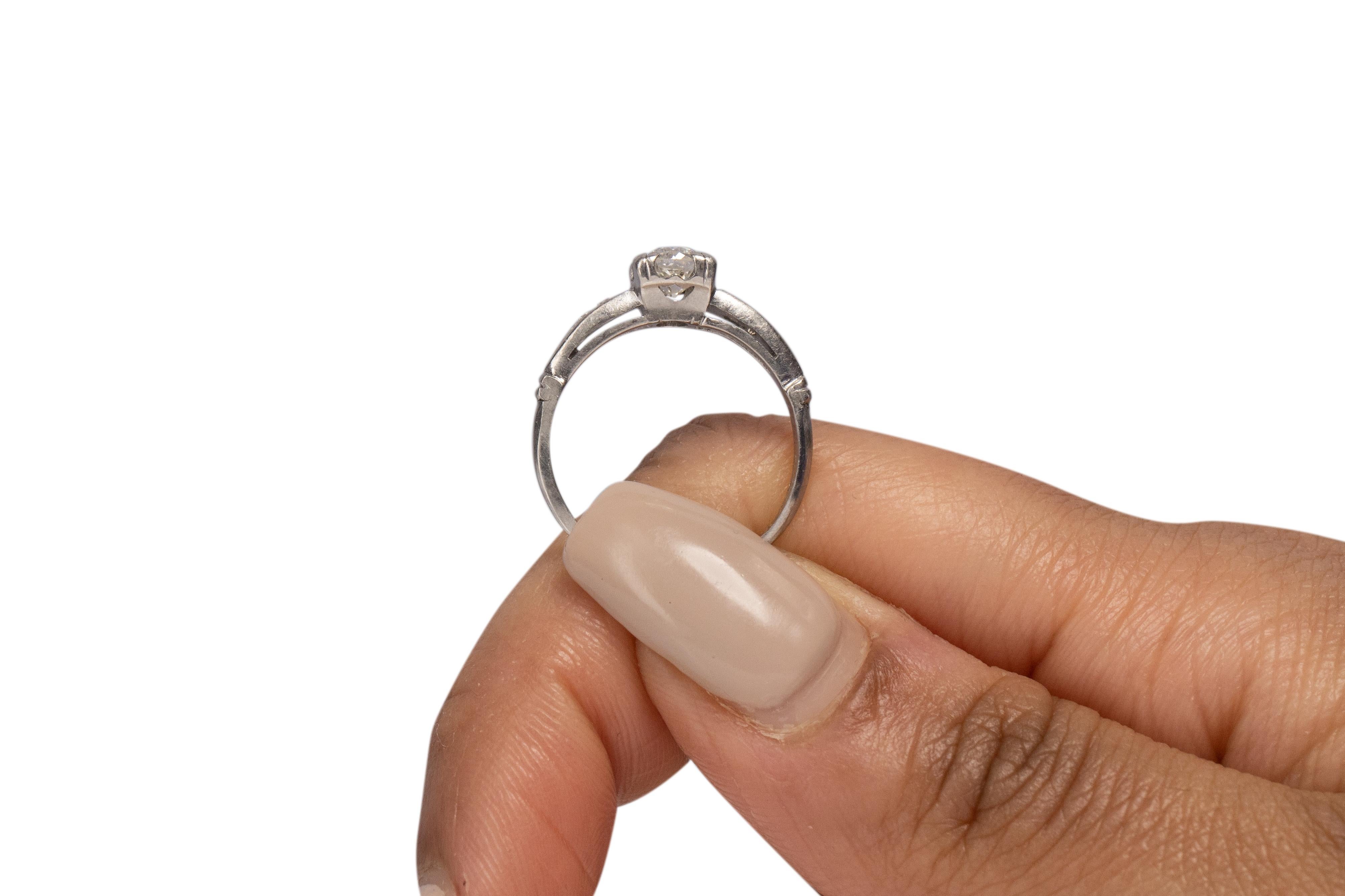 .55 Carat Art Deco Diamond Platinum Engagement Ring For Sale 3