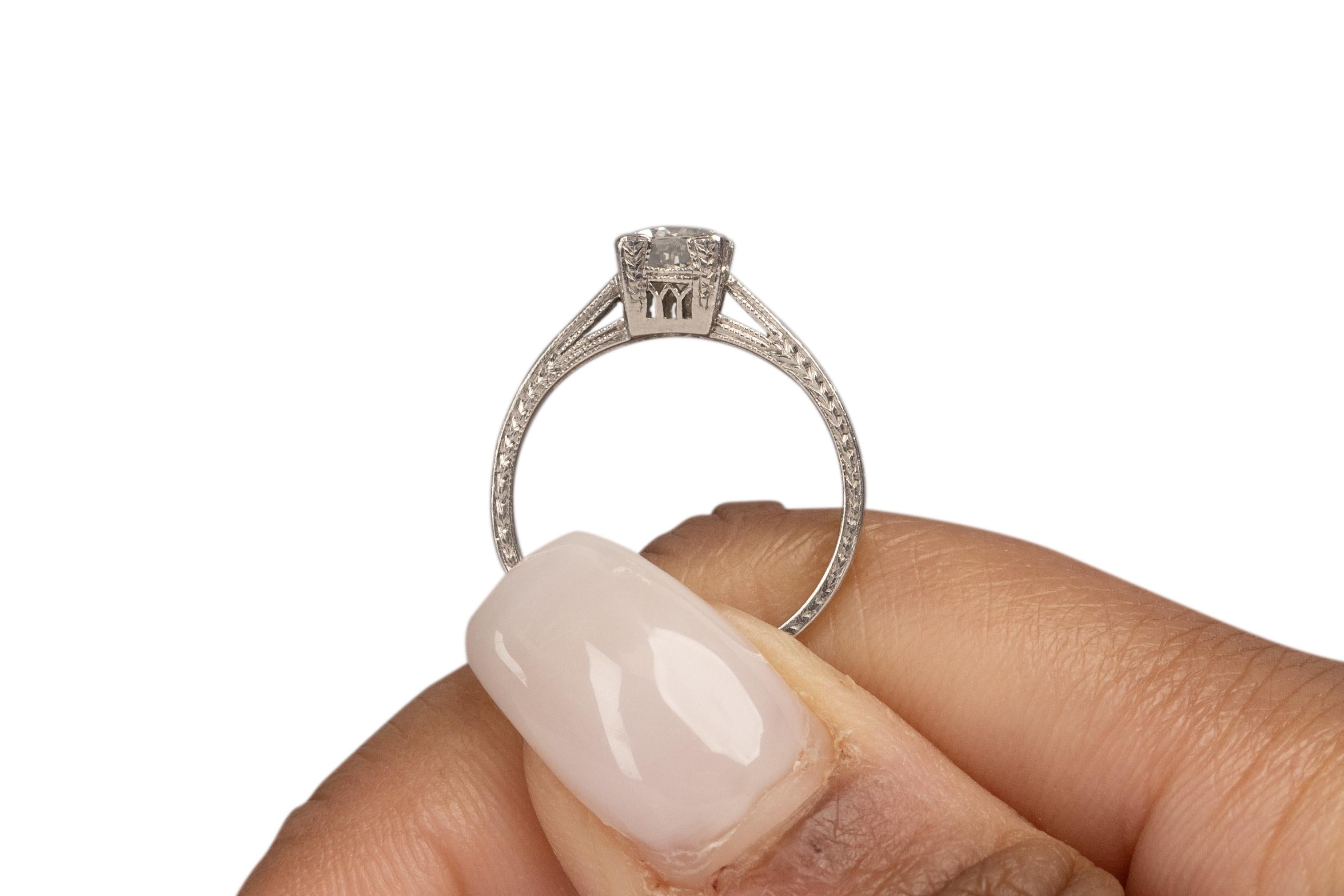 .55 Carat Art Deco Diamond Platinum Engagement Ring For Sale 2
