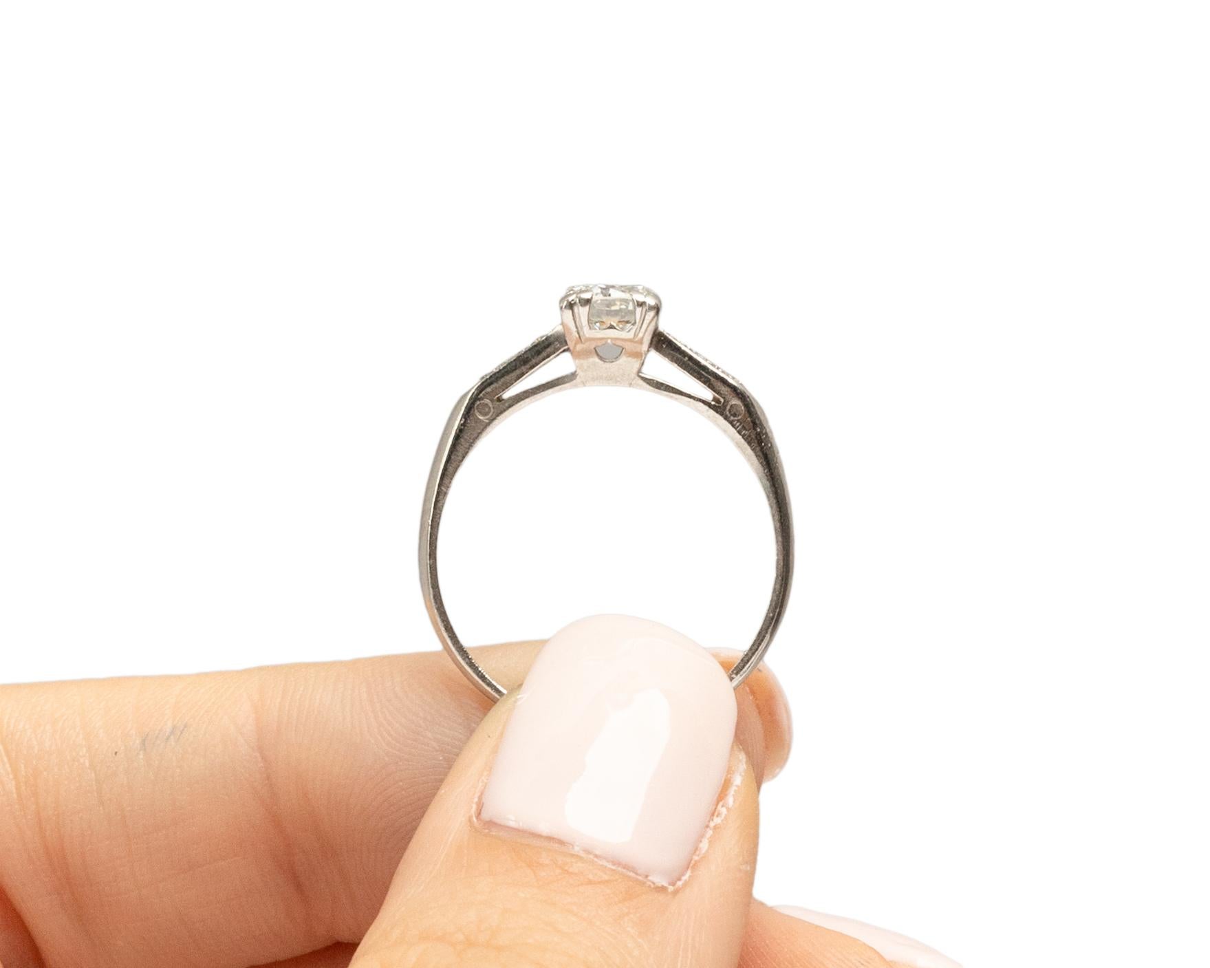 .55 Carat Retro Diamond Platinum Engagement Ring For Sale 2