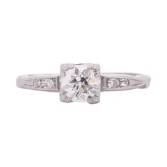 Vintage .55 Carat Art Deco Diamond Platinum Engagement Ring