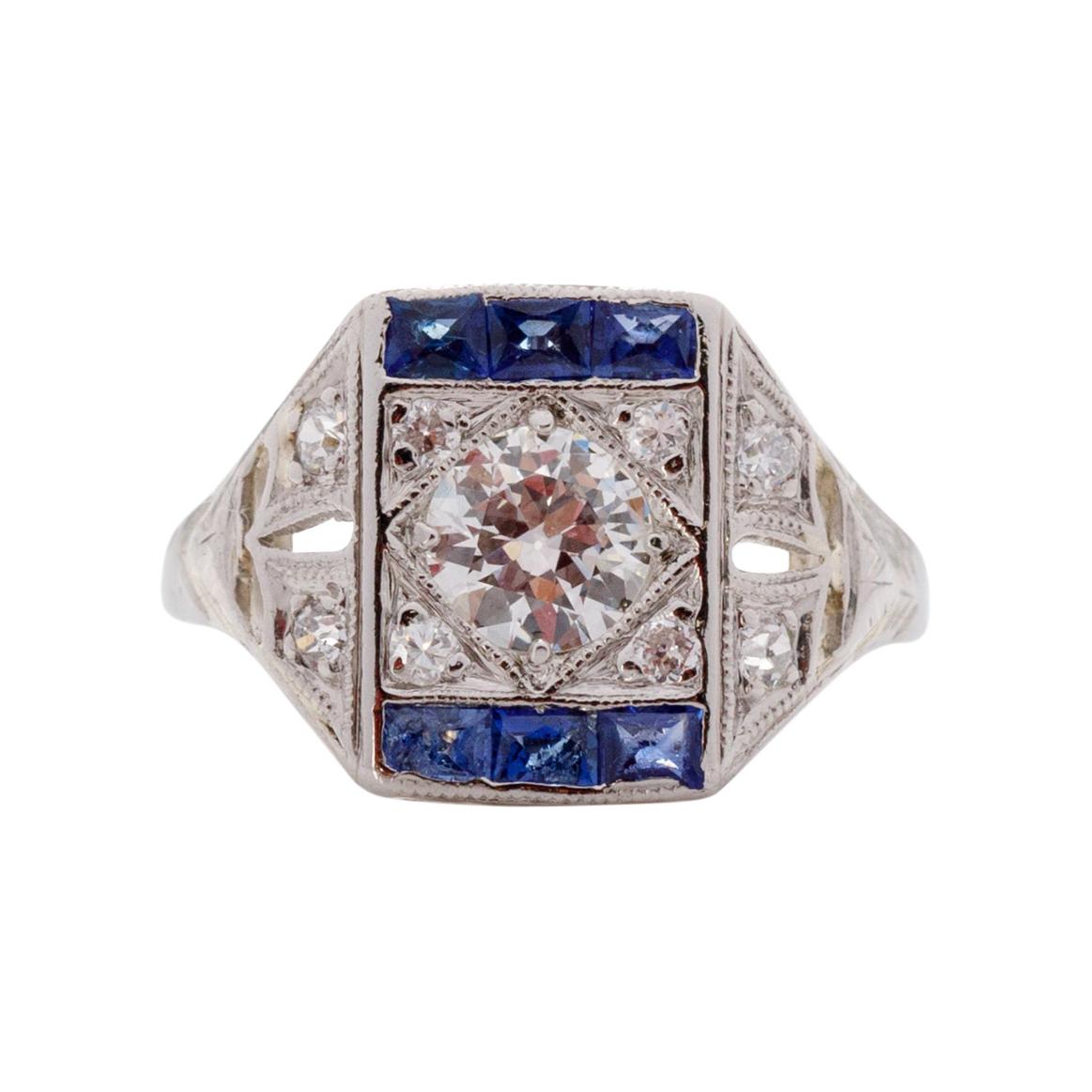 .55 Carat Art Deco Diamond Platinum Engagement Ring For Sale