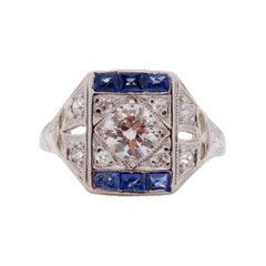 0,55 Karat Art Deco Diamant Platin Verlobungsring