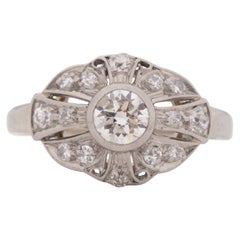 0,55 Karat Art Deco Diamant Platin Verlobungsring