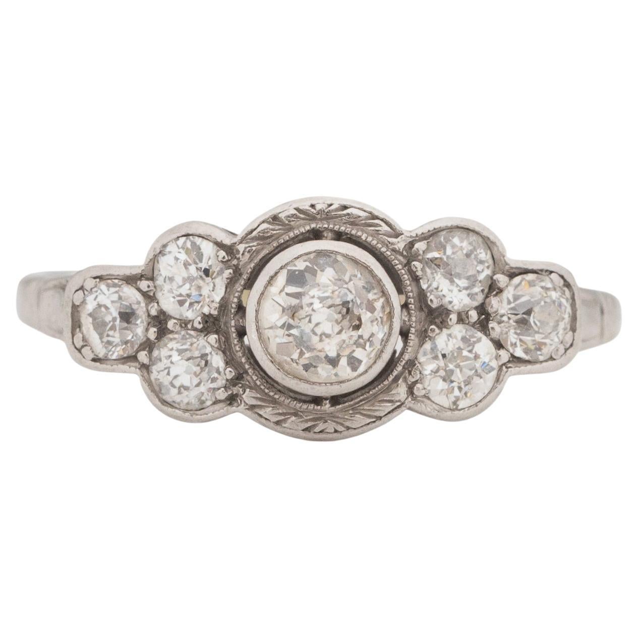 0,55 Karat Art Deco Diamant Platin Verlobungsring