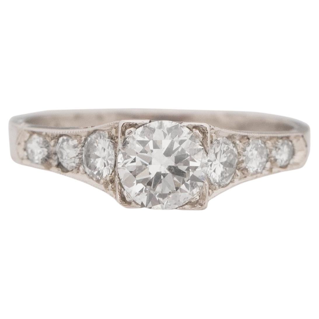 .55 Carat Art Deco Diamond Platinum Engagement Ring For Sale