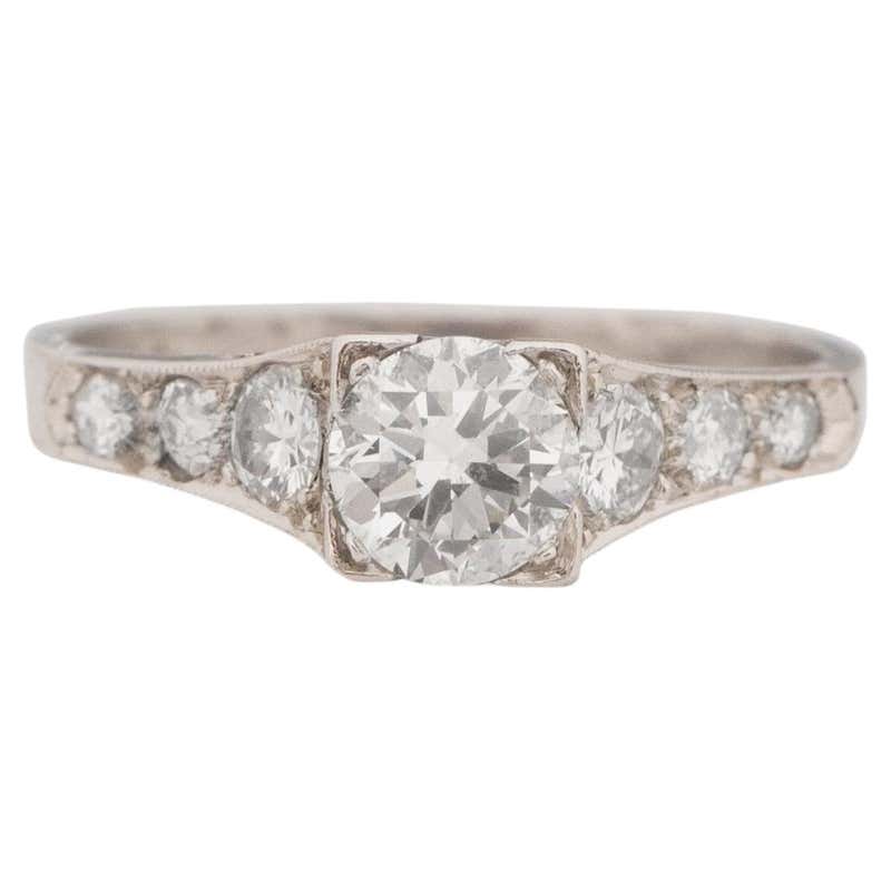 Art Deco Platinum Filigree Diamond Engagement Stackable Ring ~.65ctw ...