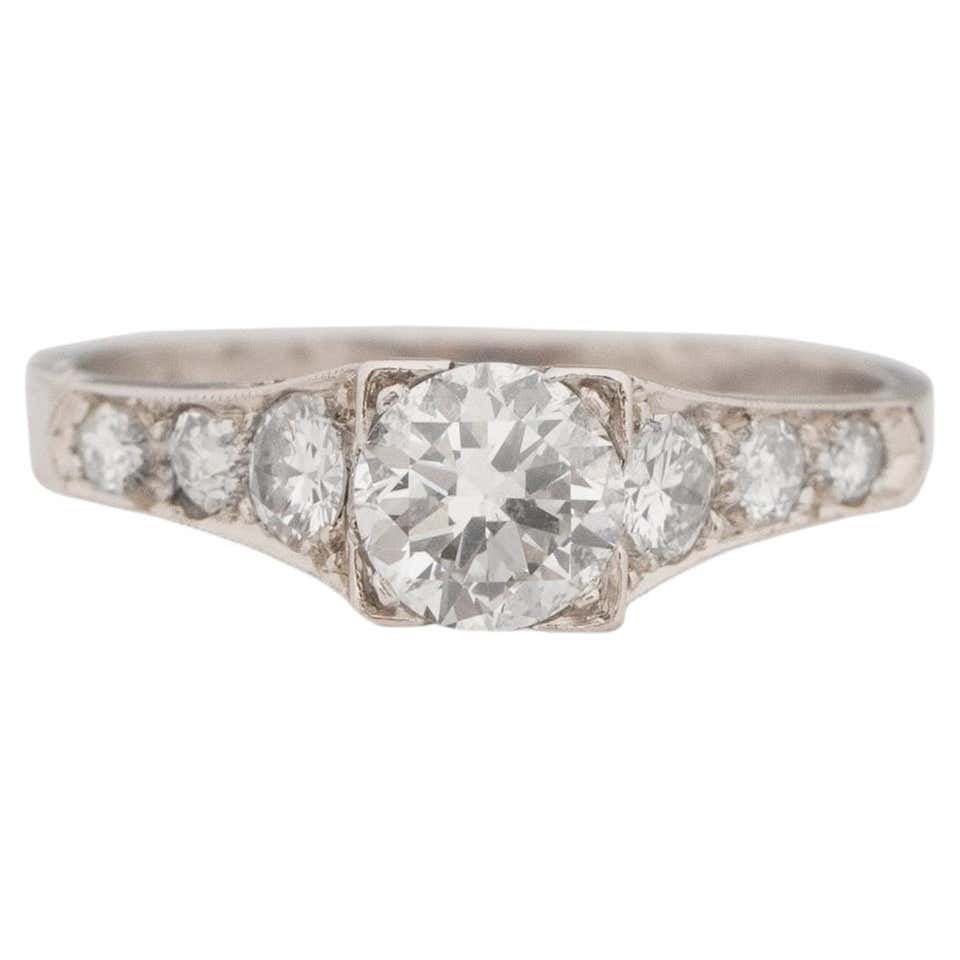 Art Deco Platinum Filigree Diamond Engagement Stackable Ring ~.65ctw ...