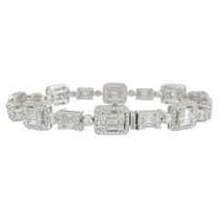 5.5 Carat Baguette and Round Brilliant Cut Diamond Bracelet