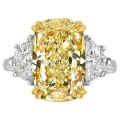 5.5 Carat Cushion Diamond Ring Fancy Yellow 14K Gold Colour-Collector’s Treasure