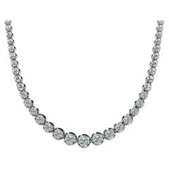 5.5 Carat Diamond 18K White Gold 4-Prong Graduated Tennis Necklace