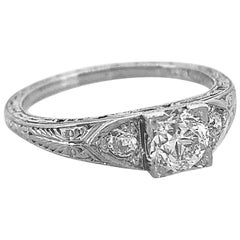 .55 Carat Diamond Antique Engagement Ring 18 Karat White Gold