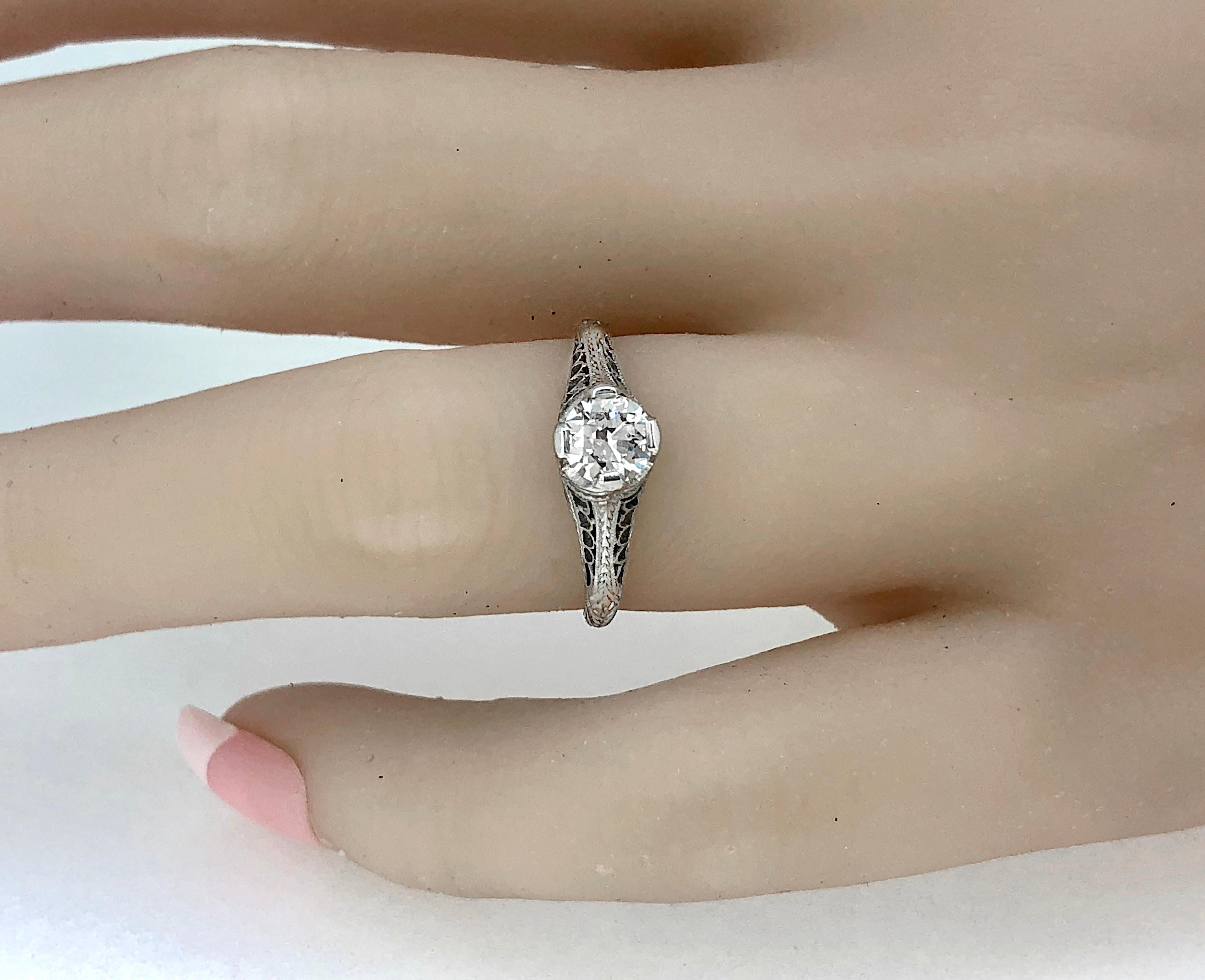 Women's .55 Carat Diamond Antique Engagement Ring Platinum