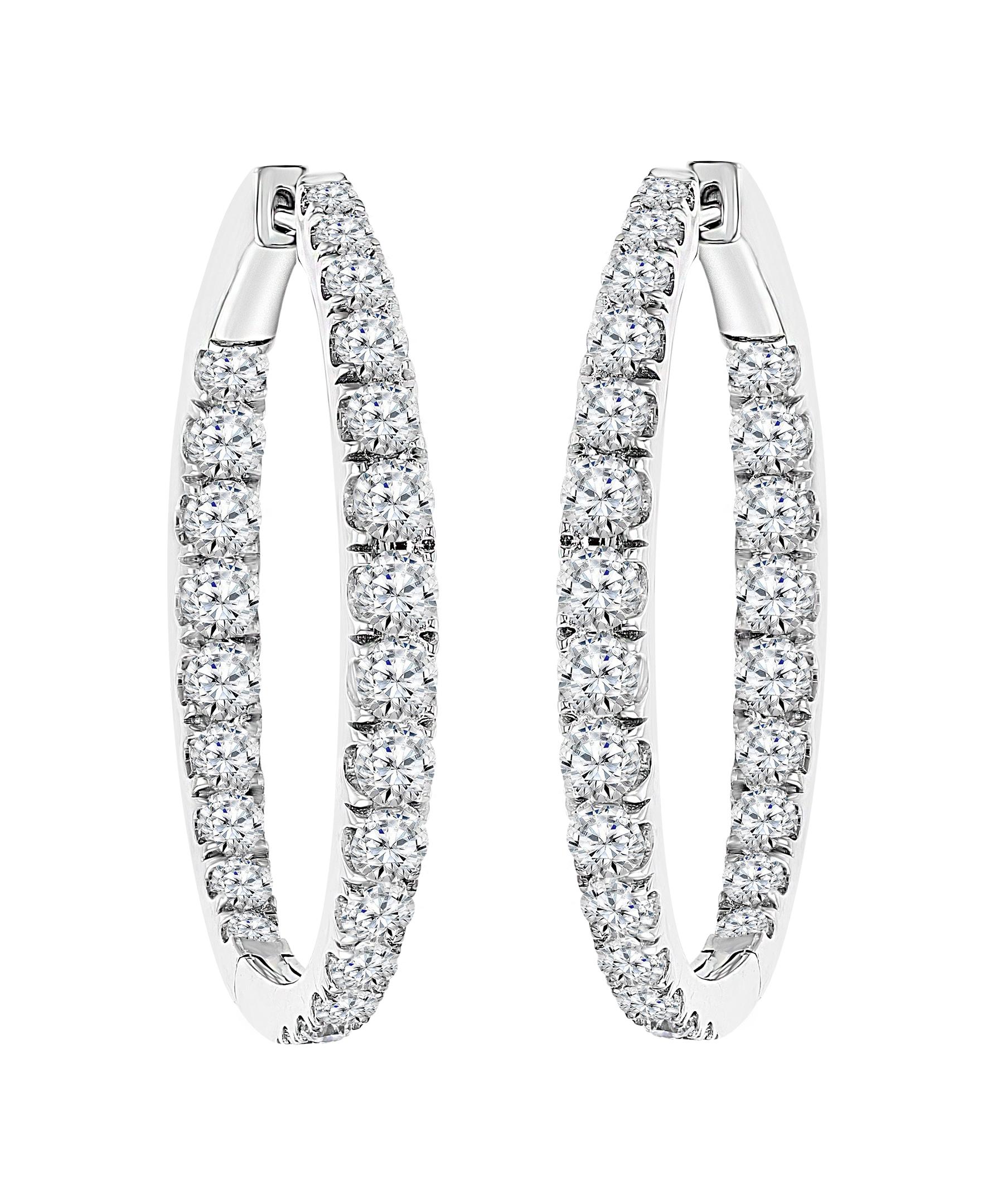 5.5 Carat Diamond Inside Out Hoop Gala Cocktail Earrings in 18 Karat White Gold 7