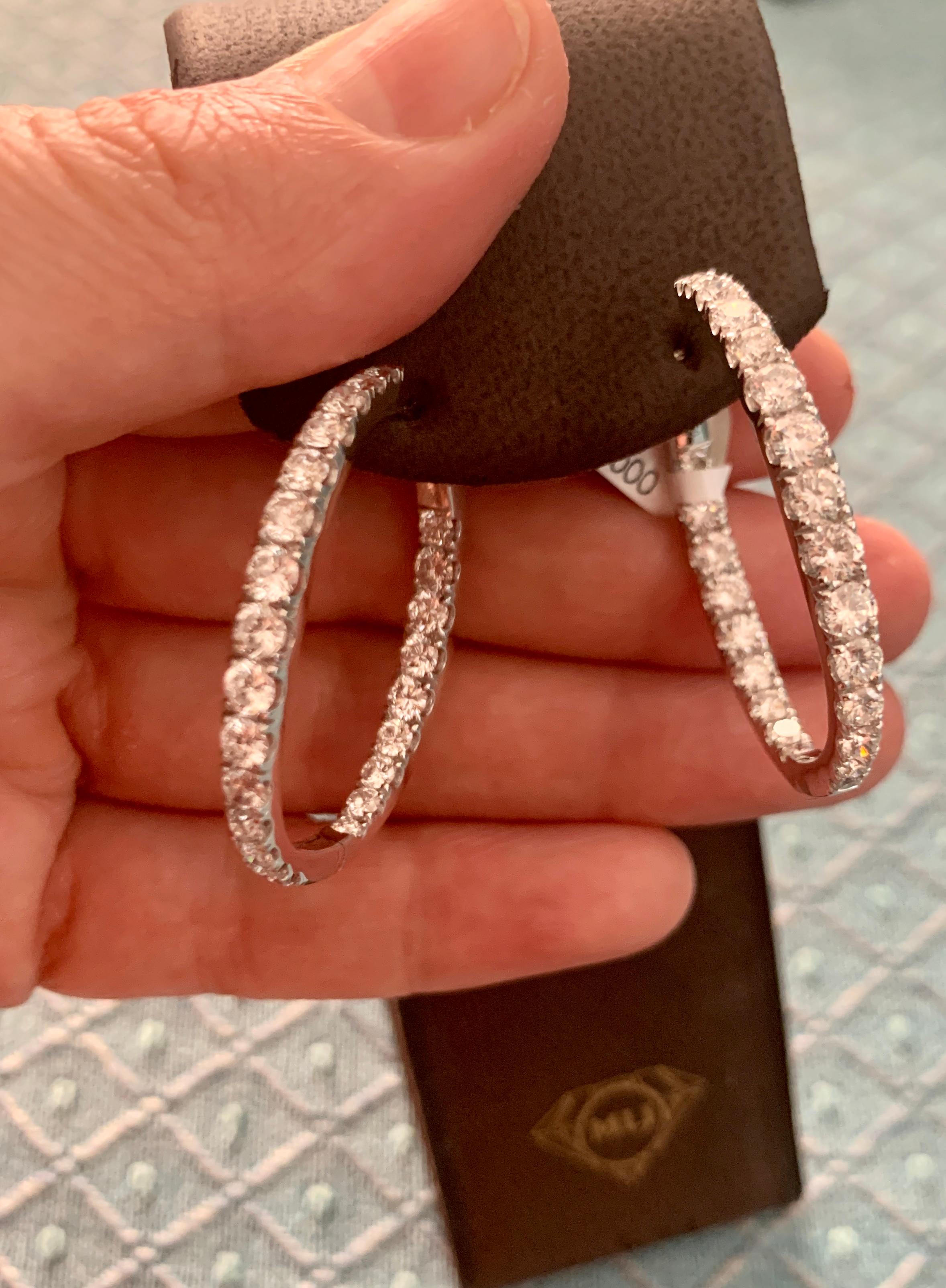 5.5 Carat Diamond Inside Out Hoop Gala Cocktail Earrings in 18 Karat White Gold 13