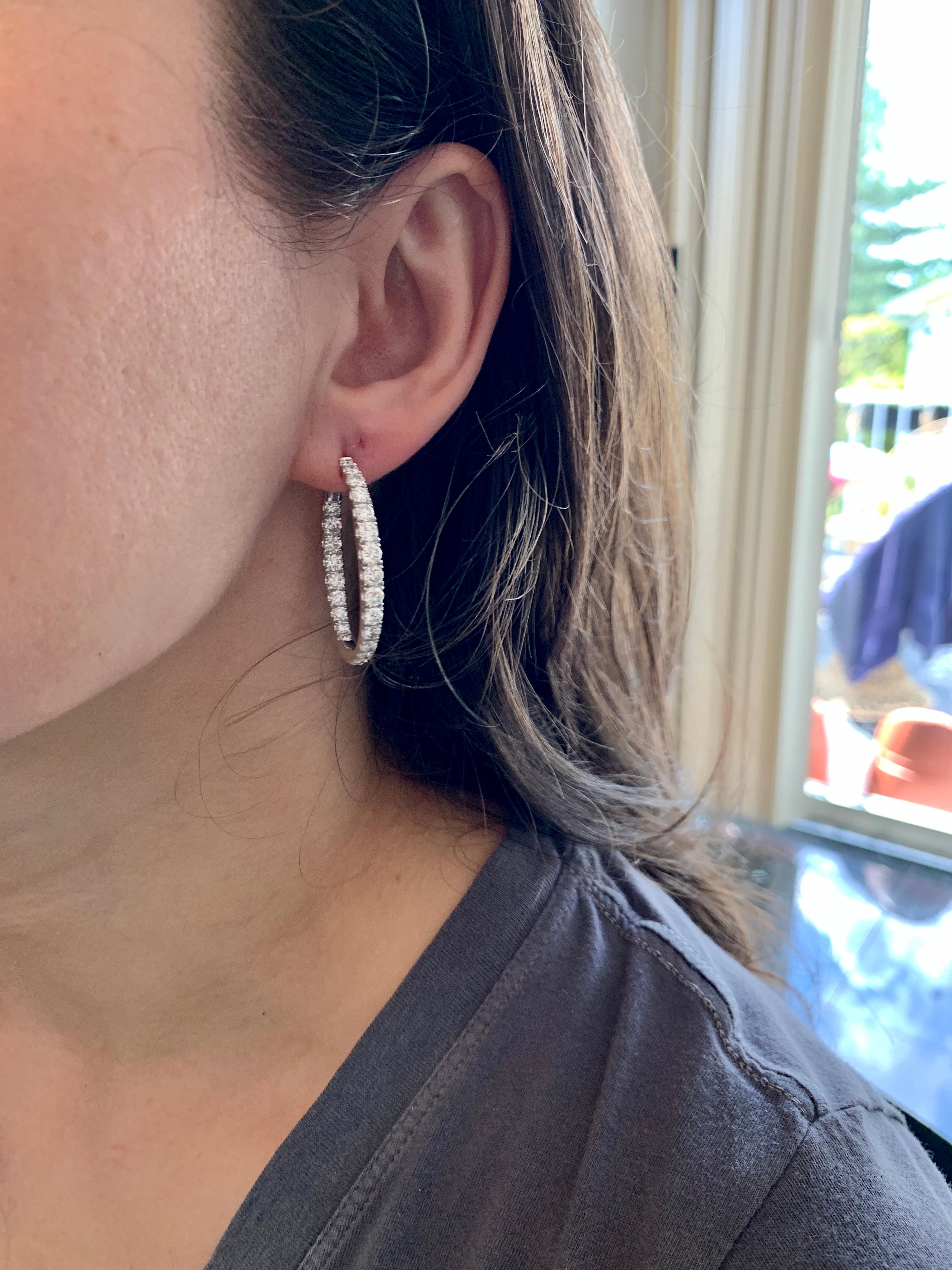 5.5 Carat Diamond Inside Out Hoop Gala Cocktail Earrings in 18 Karat White Gold 2