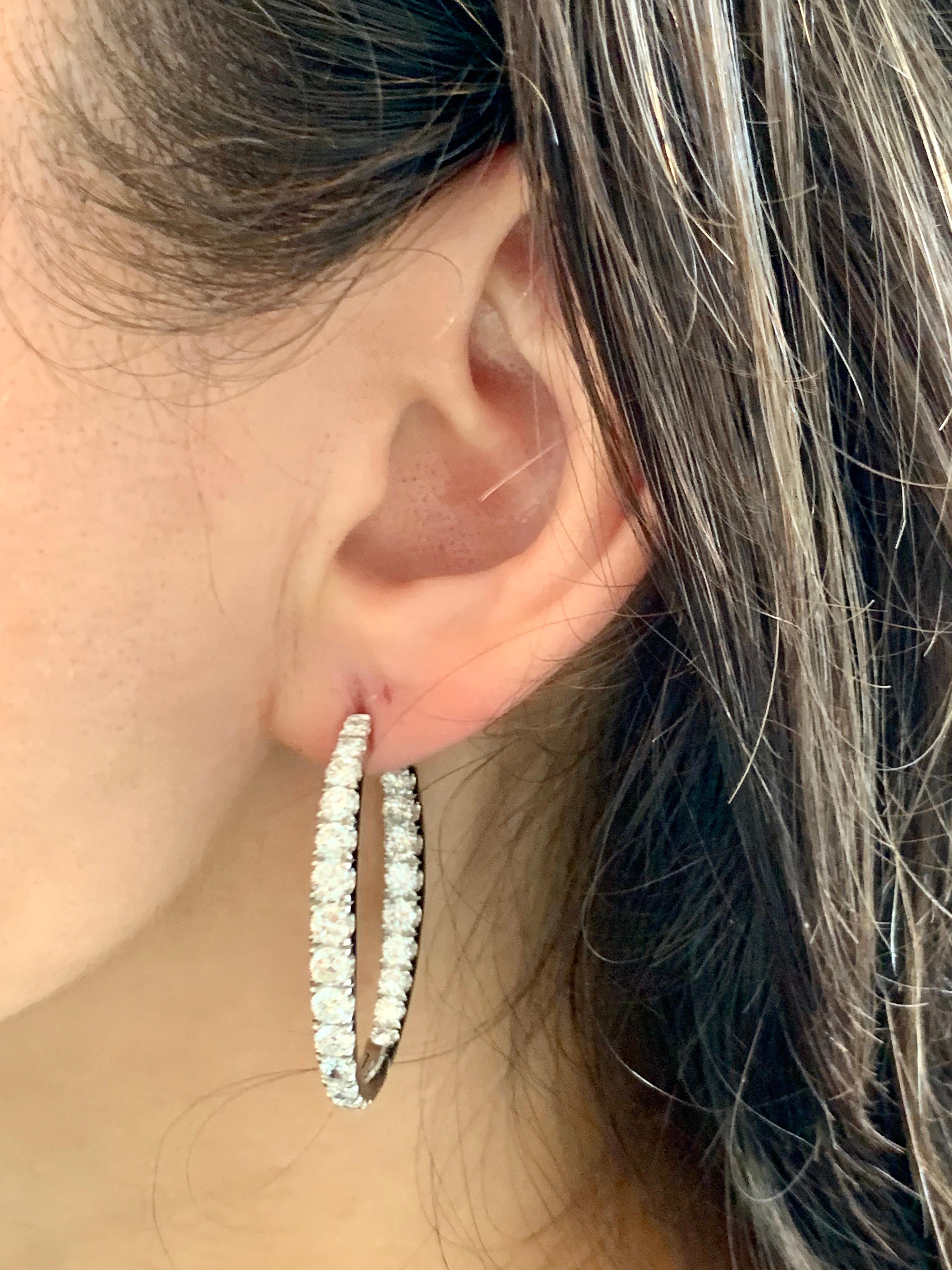 5.5 Carat Diamond Inside Out Hoop Gala Cocktail Earrings in 18 Karat White Gold 3