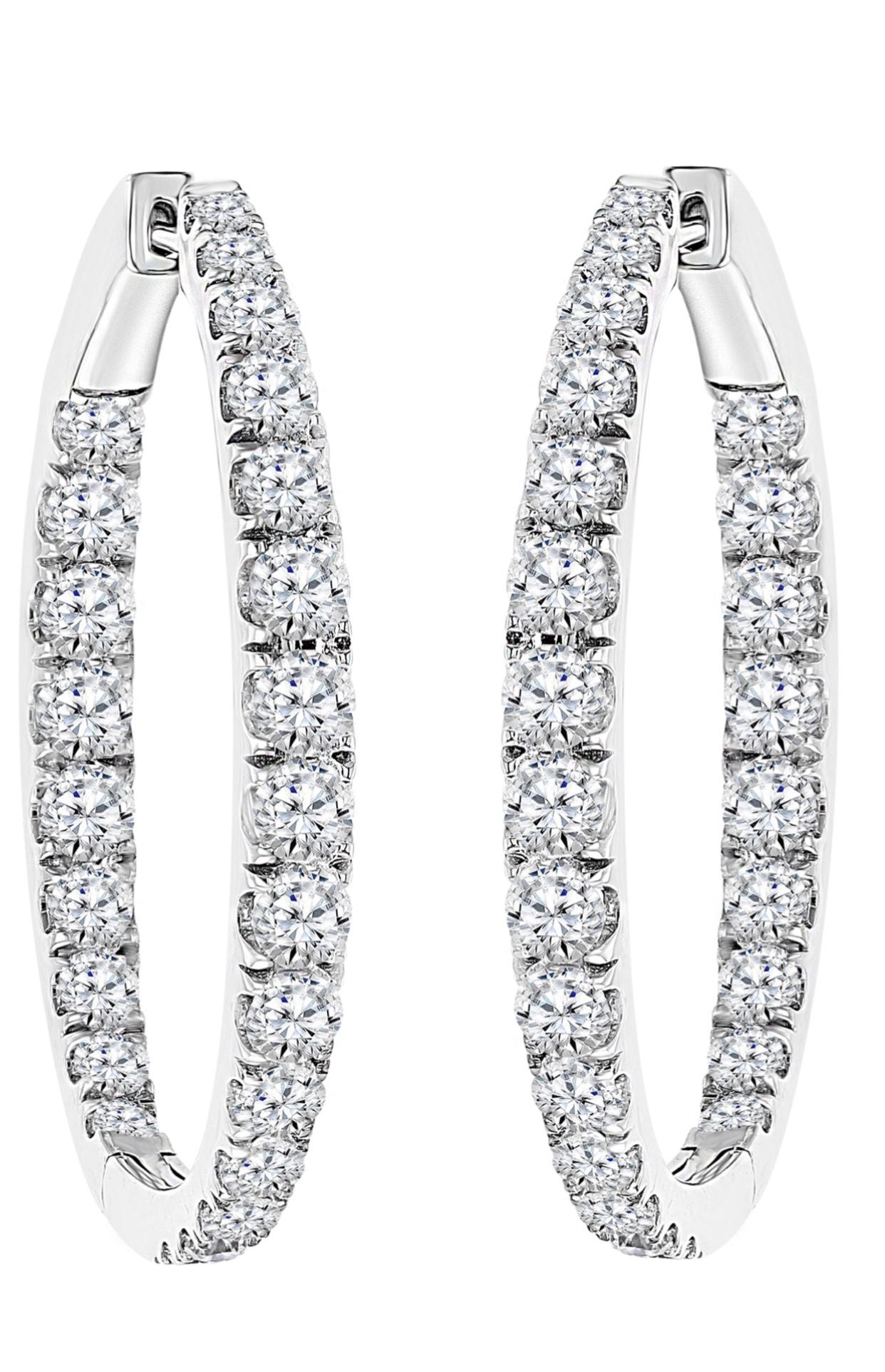 5.5 Carat Diamond Inside Out Hoop Gala Cocktail Earrings in 18 Karat White Gold 4