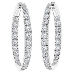 5.5 Carat Diamond Inside Out Hoop Gala Cocktail Earrings in 18 Karat White Gold