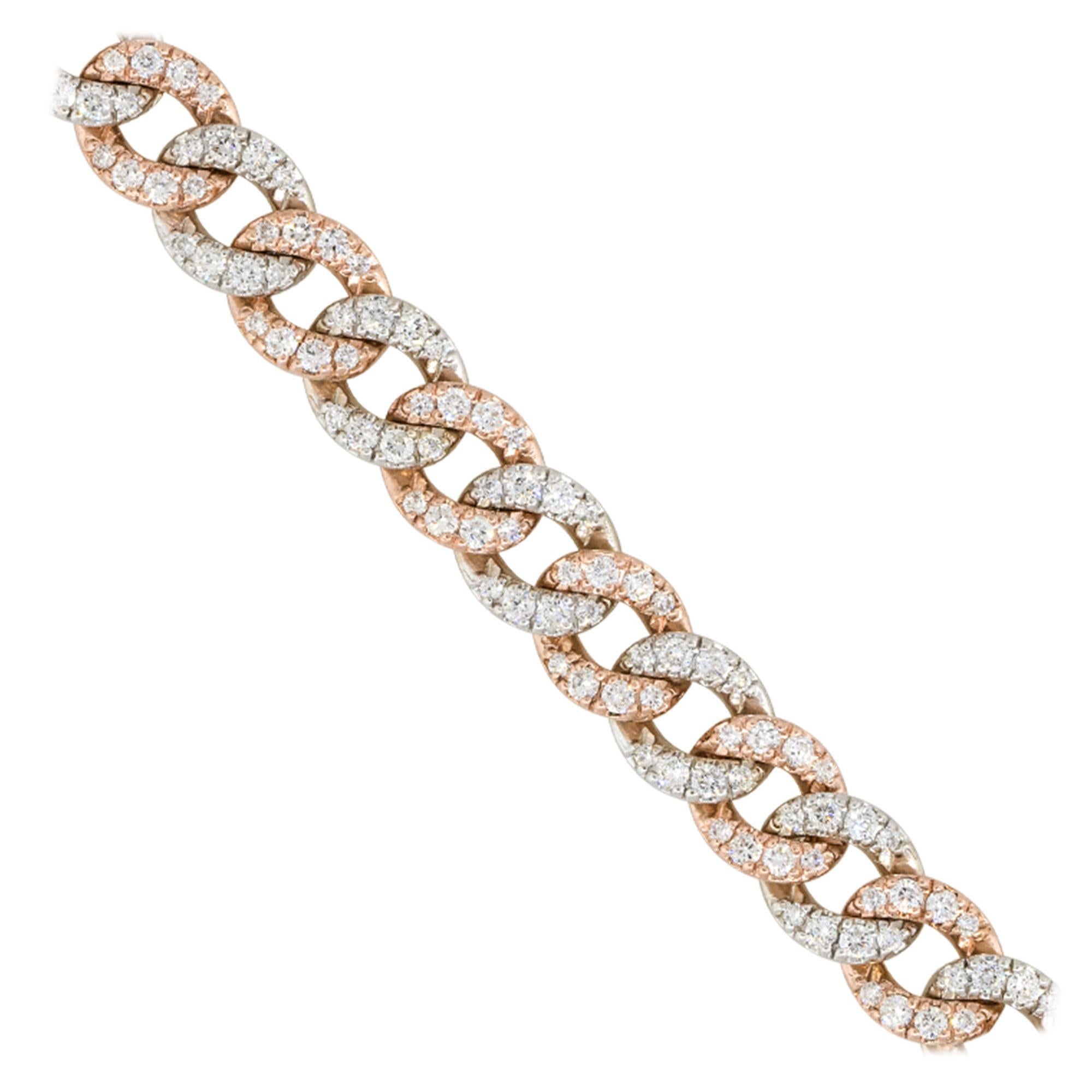 5.5 Carat Diamond Pave Cuban Link Bracelet 14 Karat