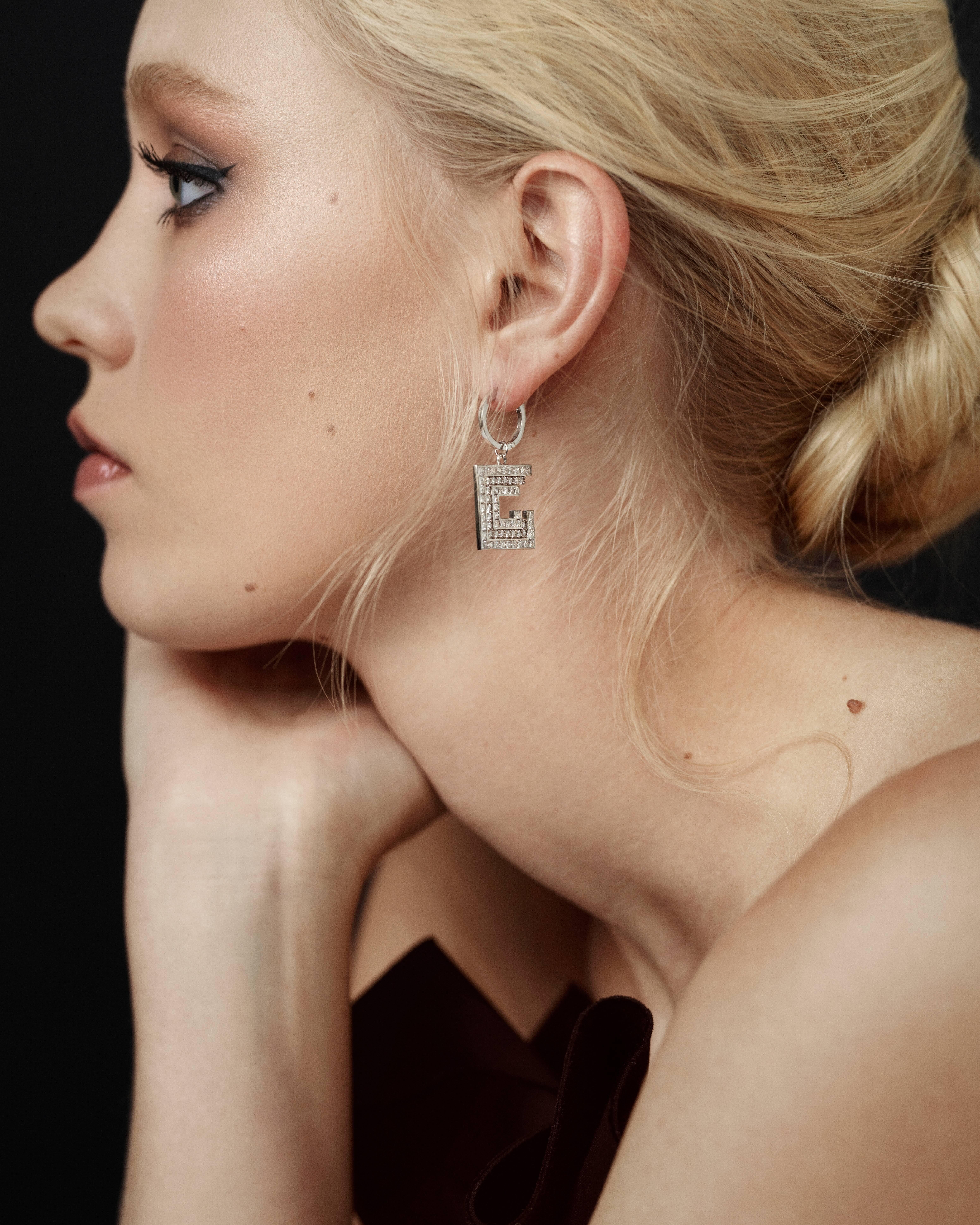 5.5 Carat Diamond Princess Cut 14k White Gold Dangle Earrings For Sale 12