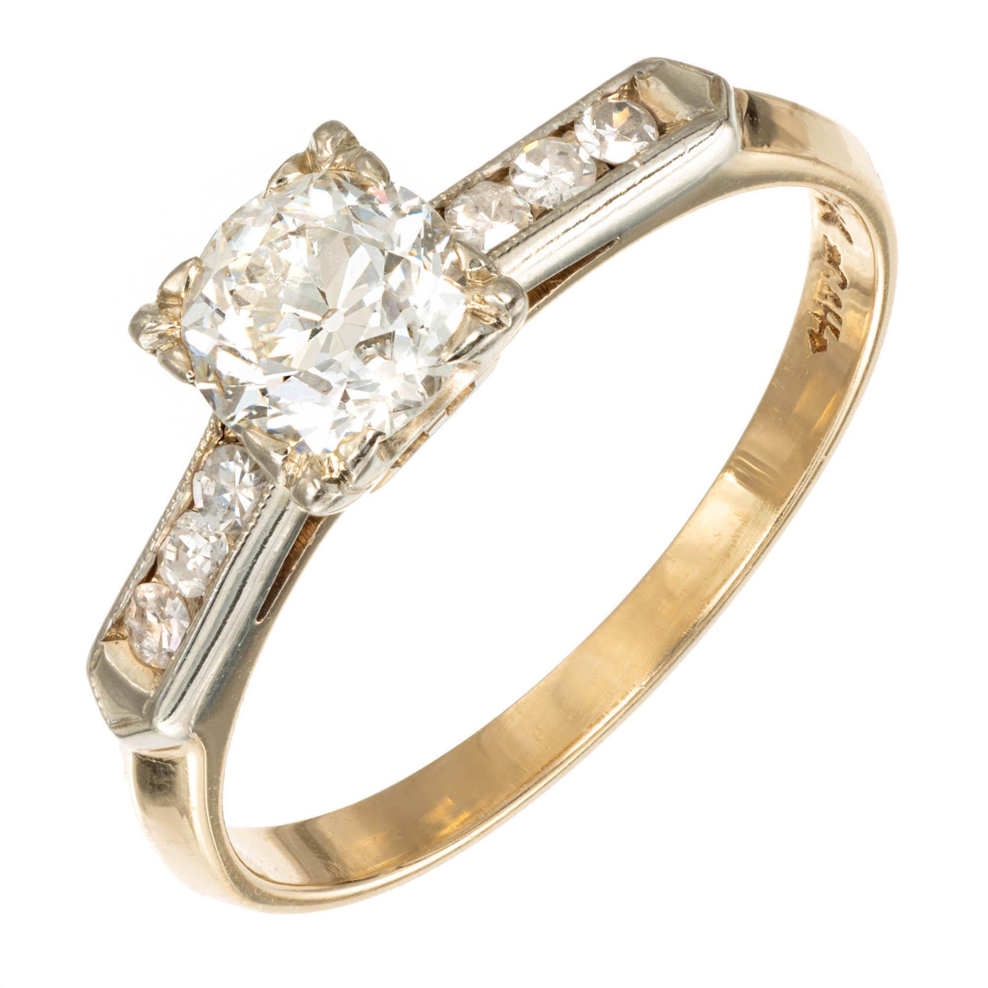 Bague de fiançailles en or jaune et blanc avec diamants de 0,55 carat