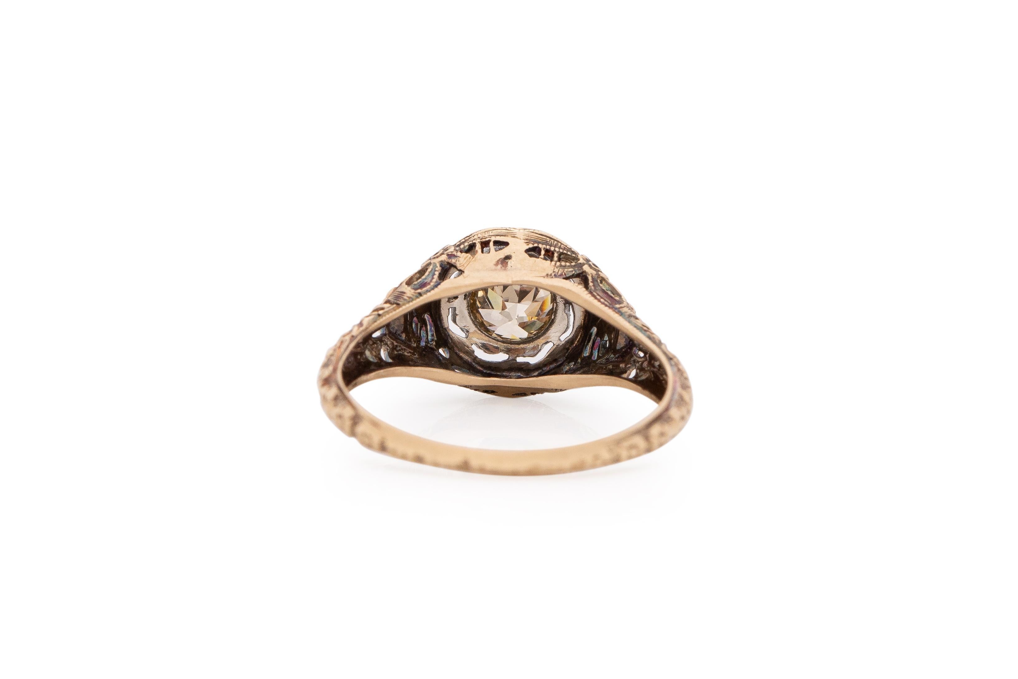.55 Carat Edwardian Diamond 14 Karat Yellow Gold Engagement Ring In Good Condition In Atlanta, GA
