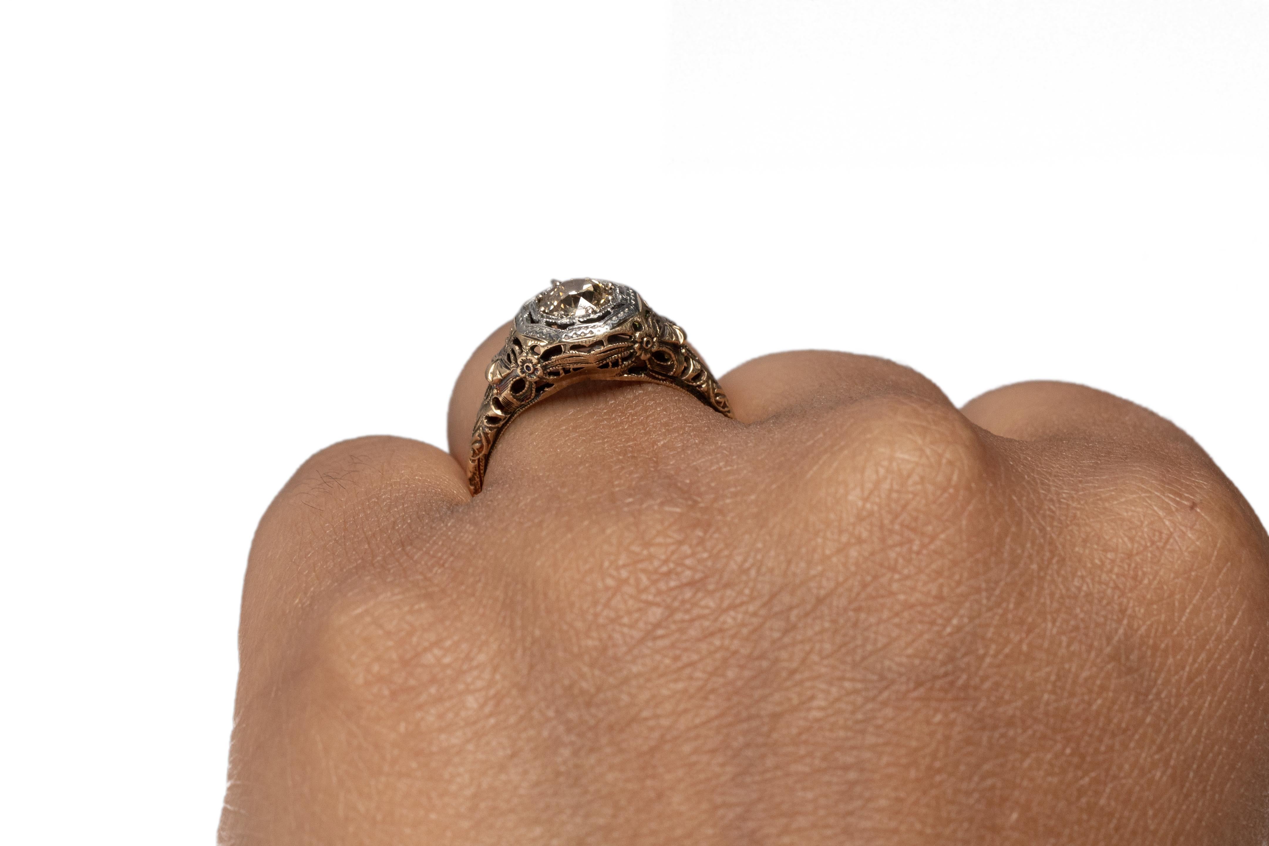 .55 Carat Edwardian Diamond 14 Karat Yellow Gold Engagement Ring 1