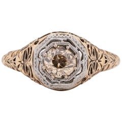.55 Carat Edwardian Diamond 14 Karat Yellow Gold Engagement Ring