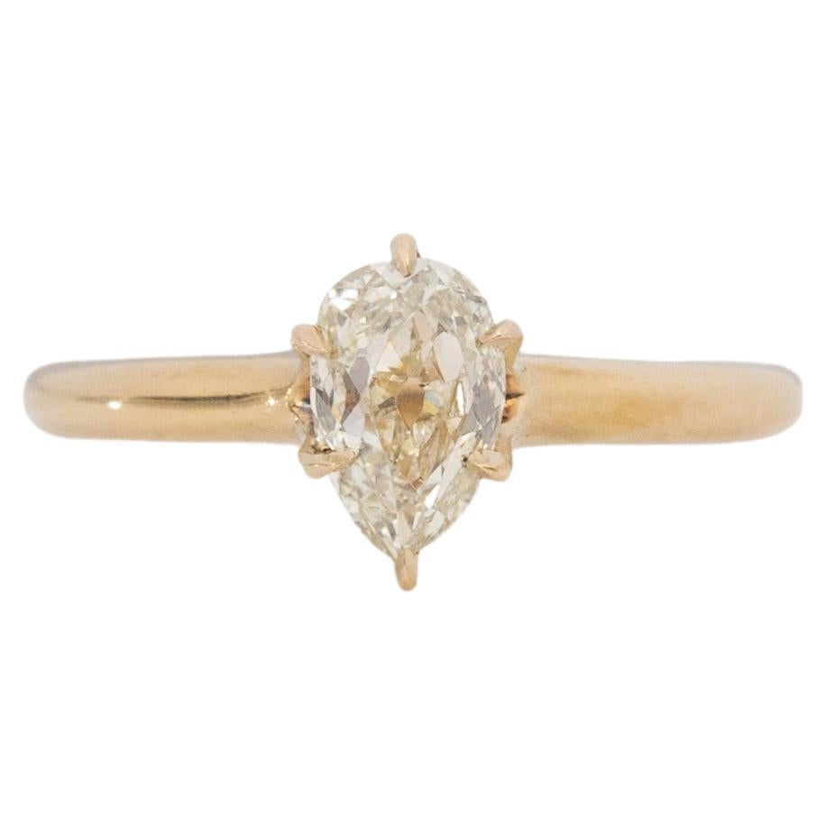 0,75 Karat edwardianischer Diamant 14 Karat Gelbgold Verlobungsring