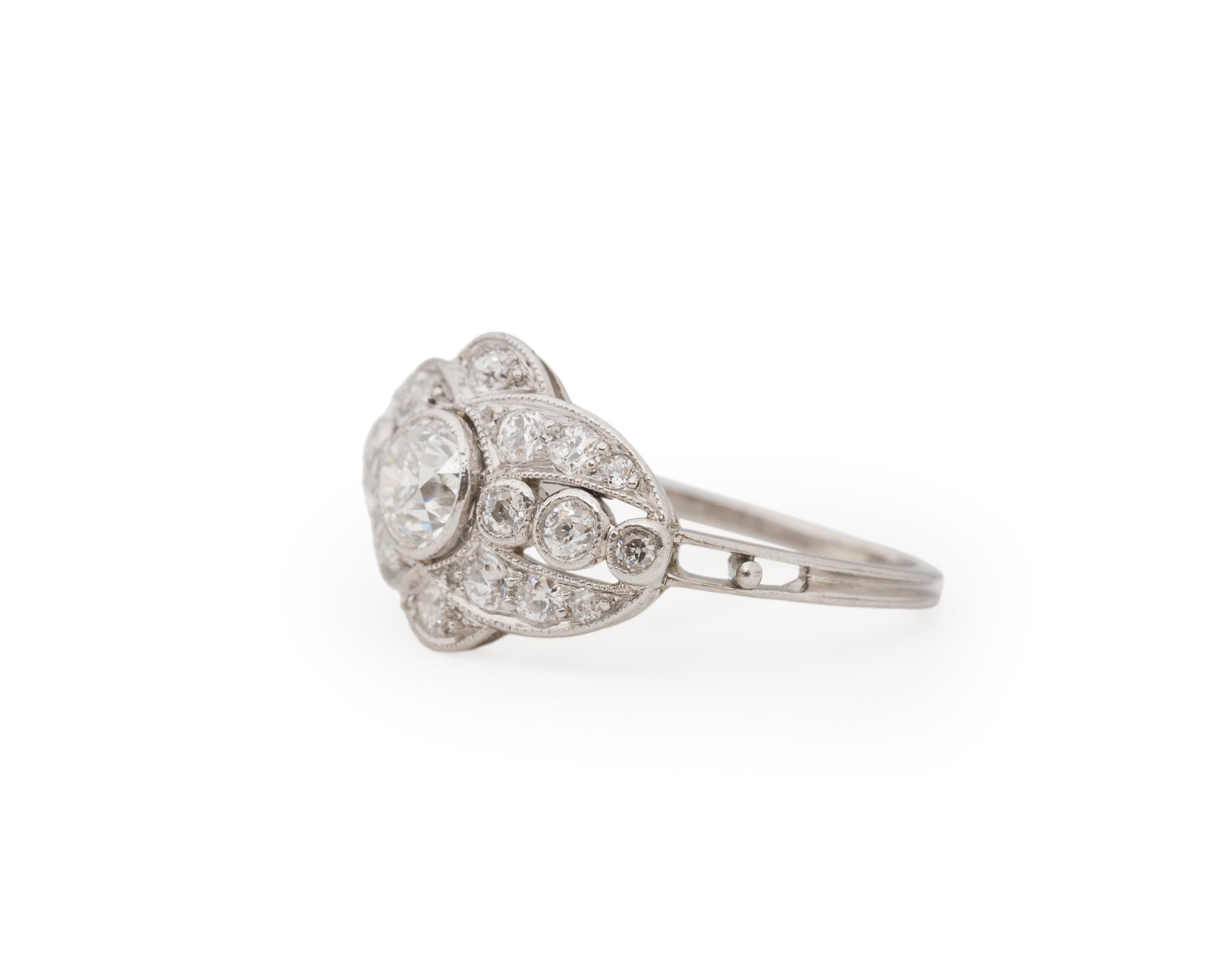 Old European Cut .55 Carat Edwardian Diamond Platinum Engagement Ring For Sale