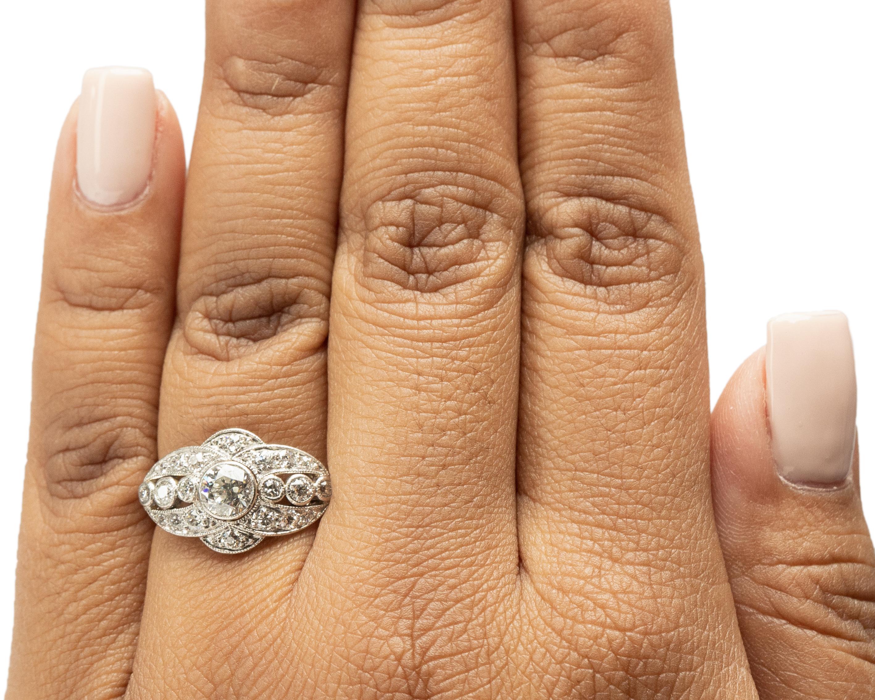 Women's .55 Carat Edwardian Diamond Platinum Engagement Ring For Sale