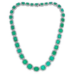 55 Karat Smaragd- und Diamant-Halskette