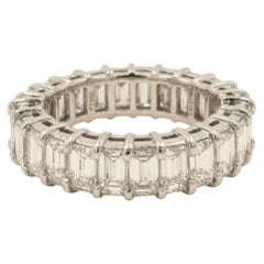 5.5 Carat Emerald Cut Diamond Platinum Eternity Band