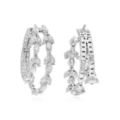 5,5 Karat Marquise-Diamant-Creolen aus 14 Karat Weißgold mit rundem Brillantschliff