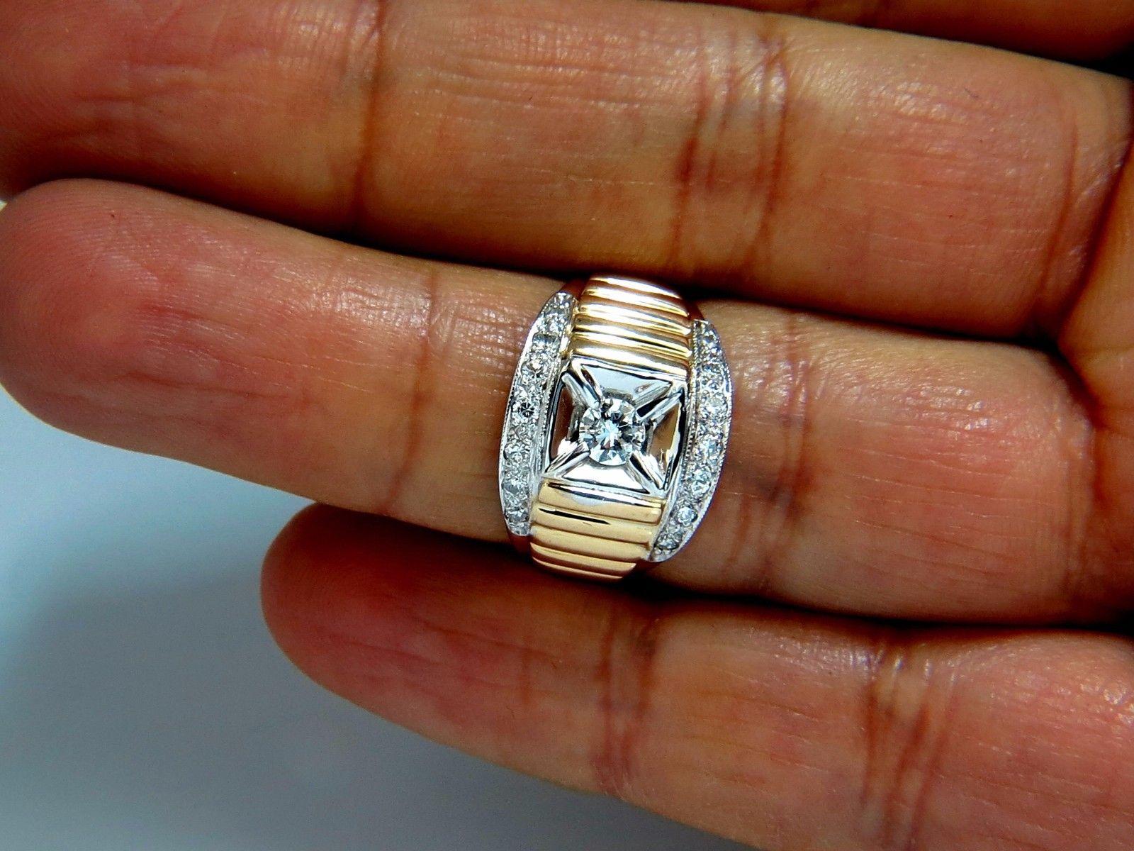 Women's or Men's .55 Carat Men's Diamond Ring 14 Karat Cowboy Deco Polo and Grill Patina