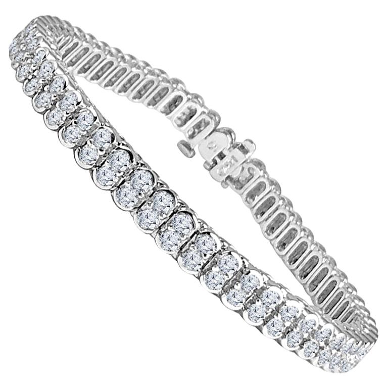 4 Carat Natural Diamond Bezel Set Tennis Bracelet in 14 Karat White Gold ref447