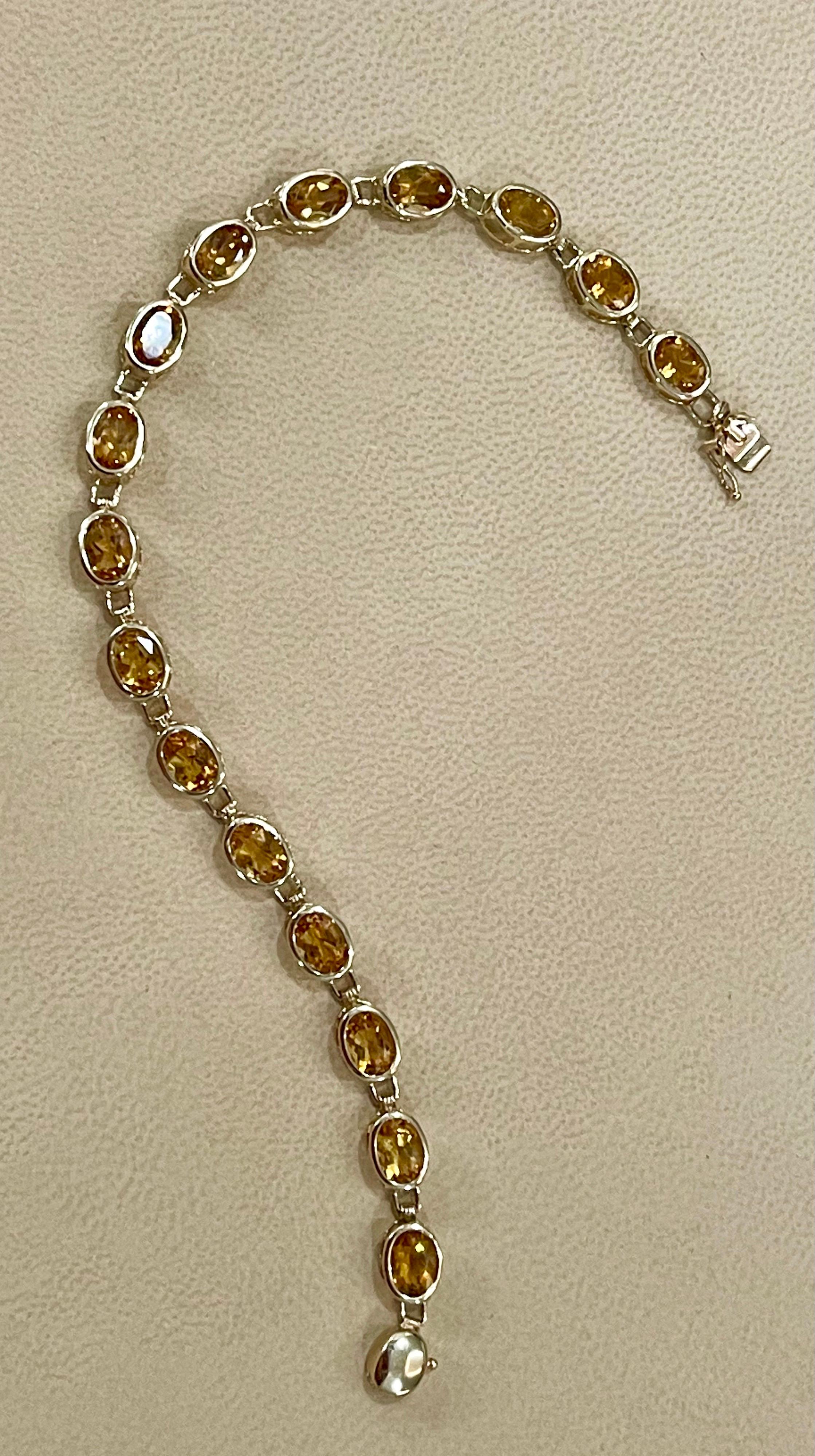 5.5 Carat Oval Shape Citrine Tennis Bracelet 14 Karat Yellow Gold In Excellent Condition In New York, NY