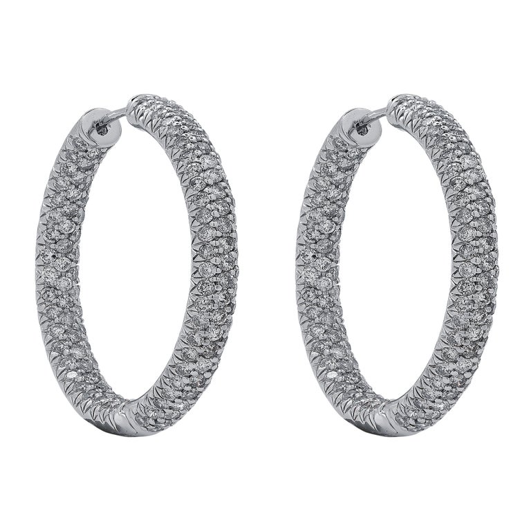 5.5 Carat Pave Diamond in or Out Hoop Earrings at 1stDibs | pave ...