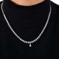 5.5 Carat Pear Shape Diamond  18 Karat White Gold Drop Necklace Fine Jewelry