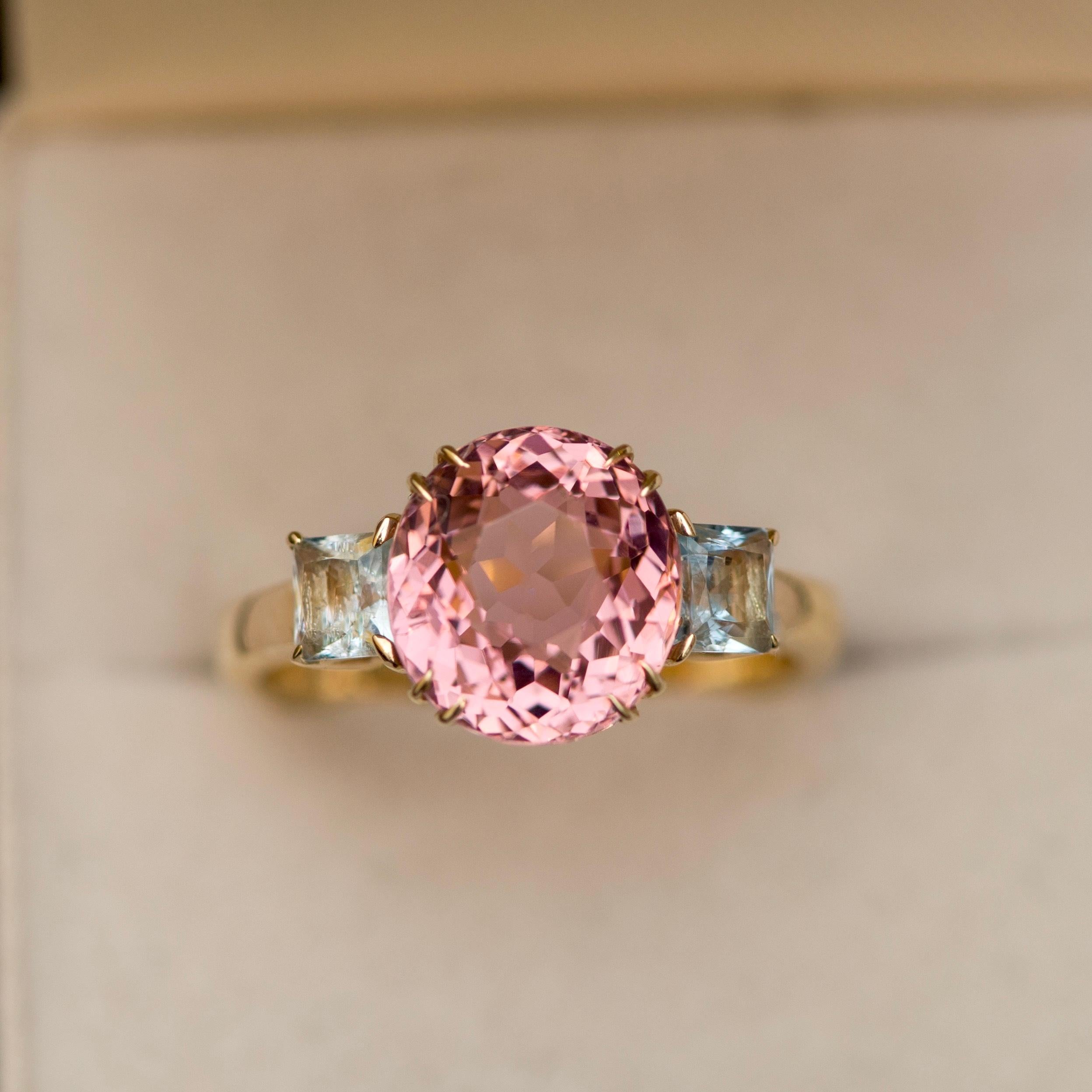 pink tourmaline in aquamarine