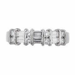 .55 Carat Round Baguette Diamond Platinum Band Ring