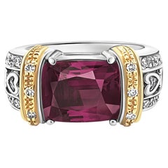 5.5 Carat Rubellite Tourmaline with Heart Motif Filigree Set Ring