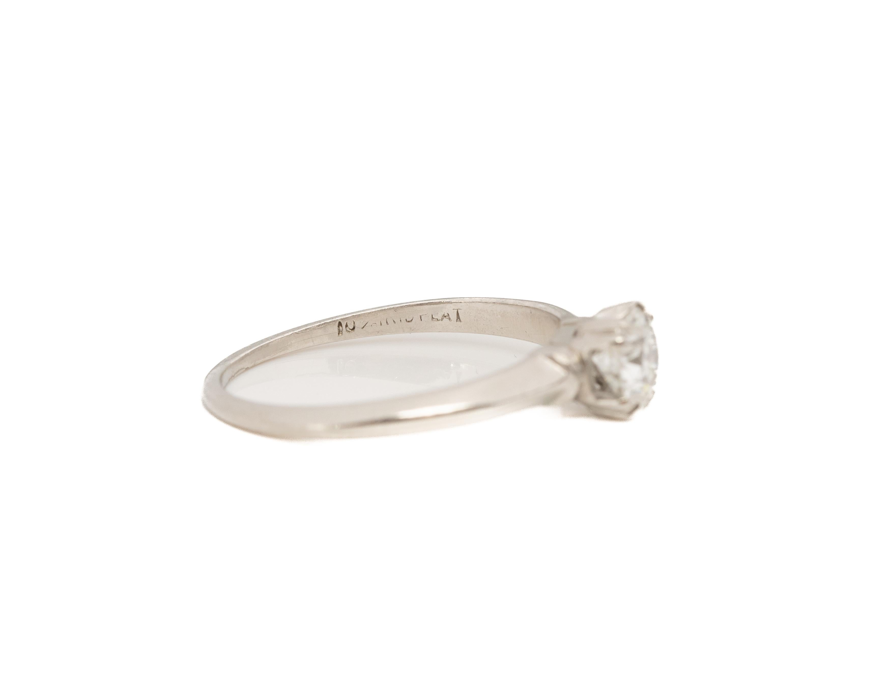 .55 Carat Total Weight Art Deco Diamond Platinum Engagement Ring For Sale 5