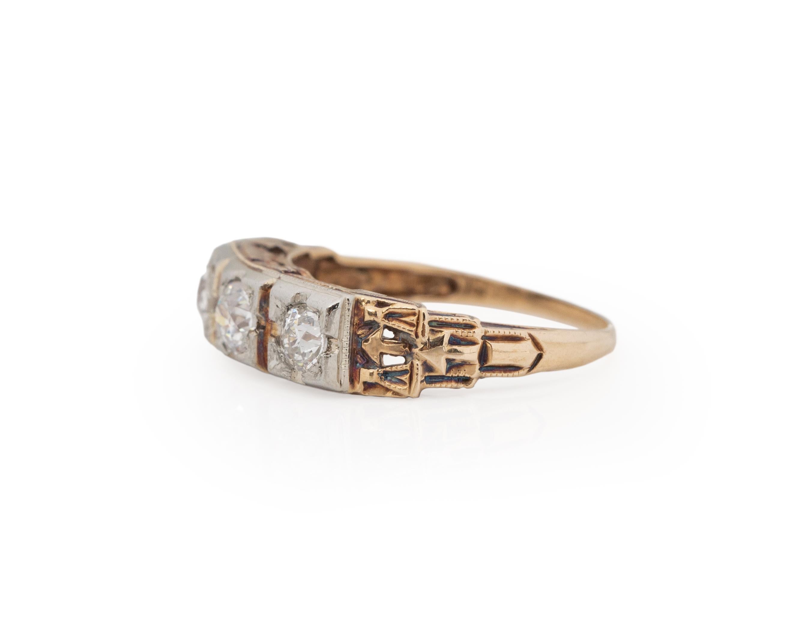 Old European Cut .55 Carat Total Weight Art Deco Diamond Platinum Engagement Ring For Sale
