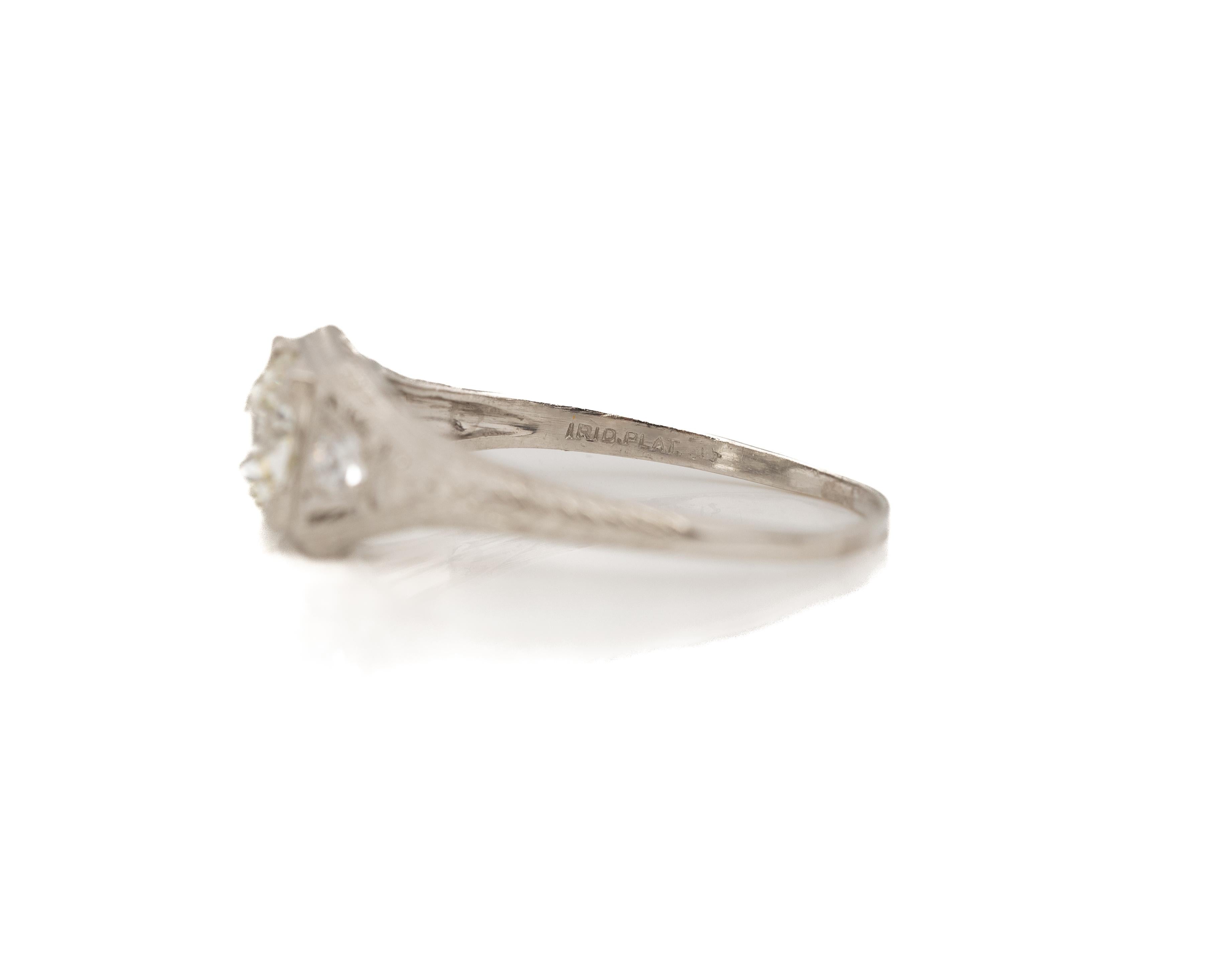 .55 Carat Total Weight Art Deco Diamond Platinum Engagement Ring For Sale 1