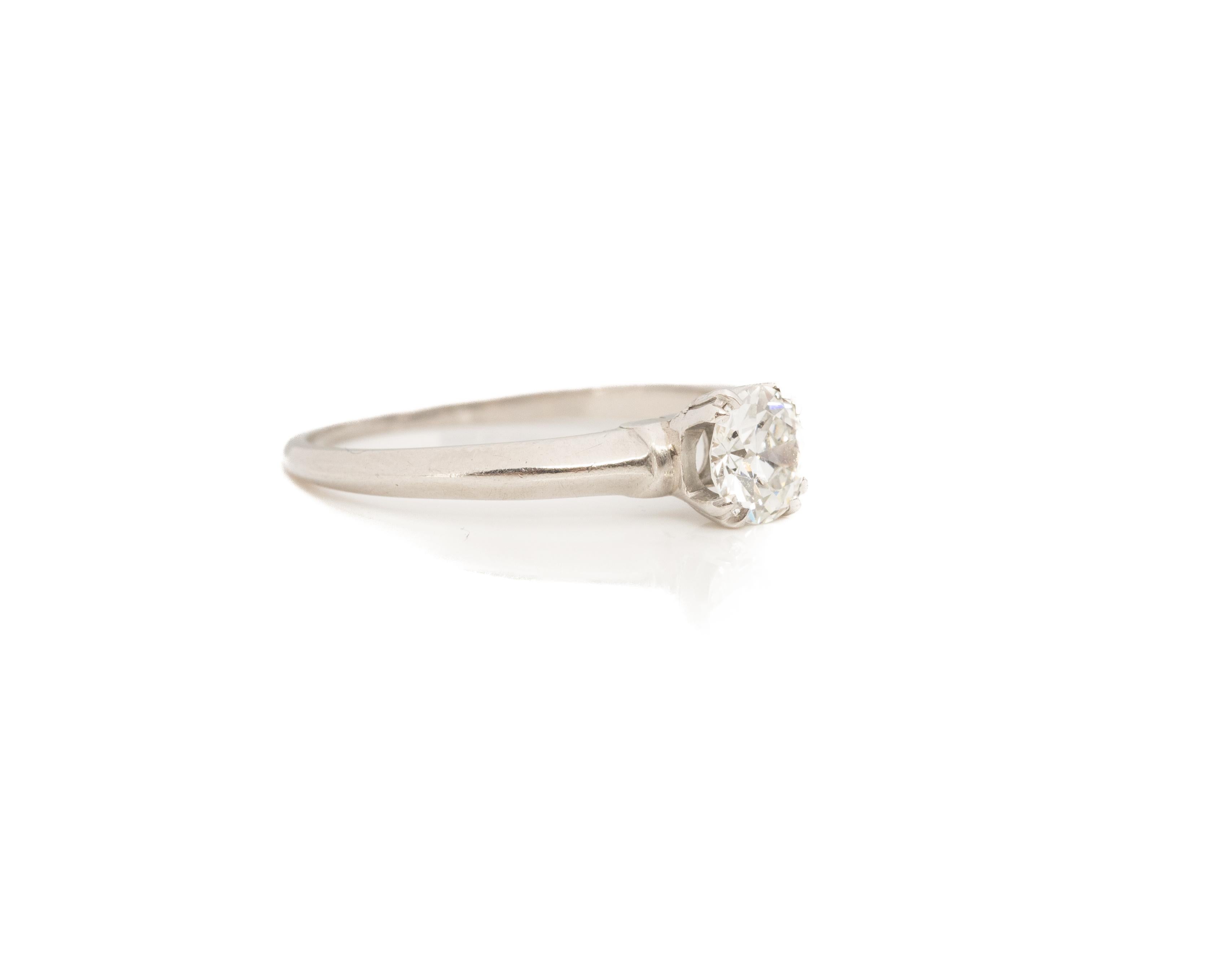 .55 Carat Total Weight Art Deco Diamond Platinum Engagement Ring For Sale 2