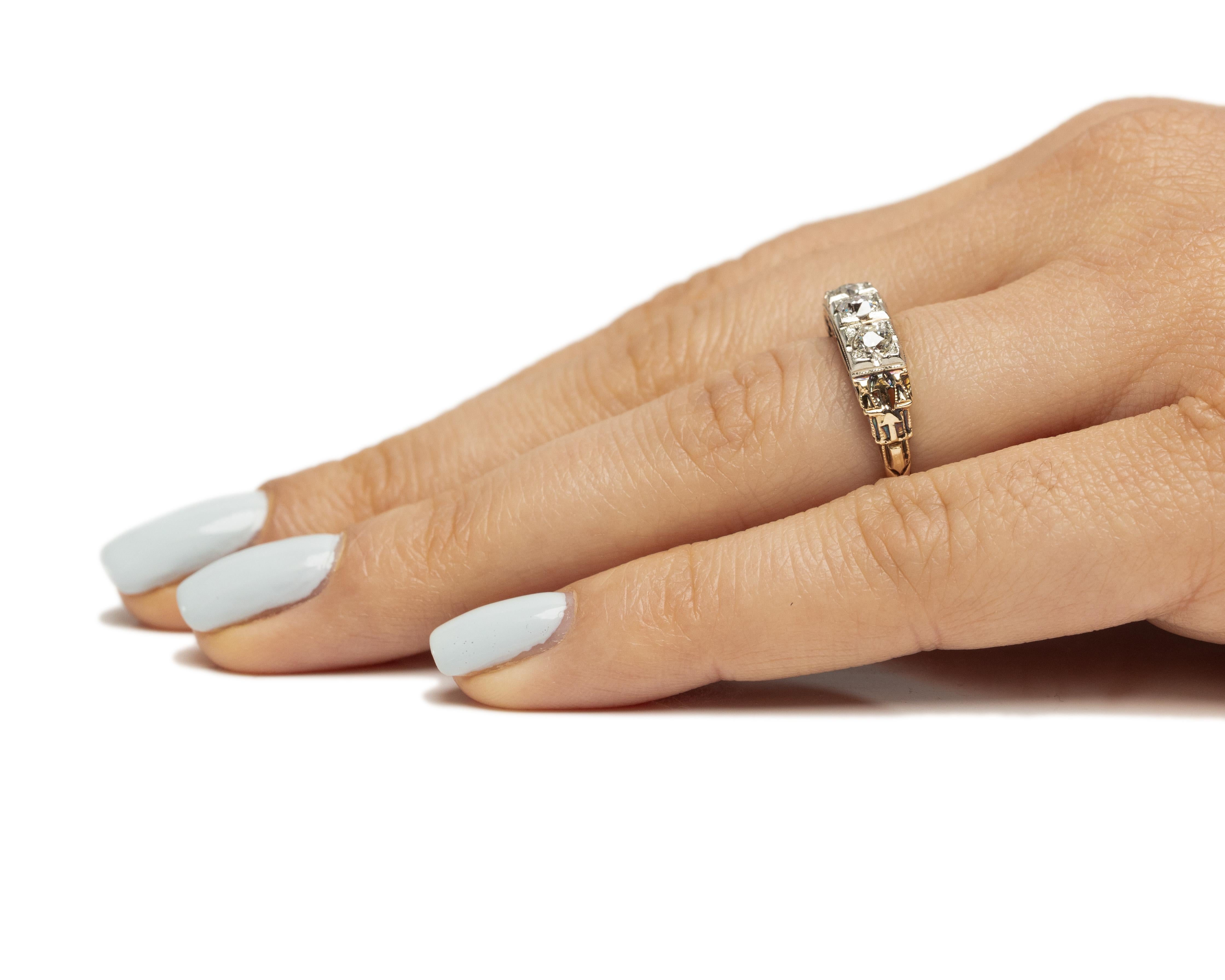 .55 Carat Total Weight Art Deco Diamond Platinum Engagement Ring For Sale 3
