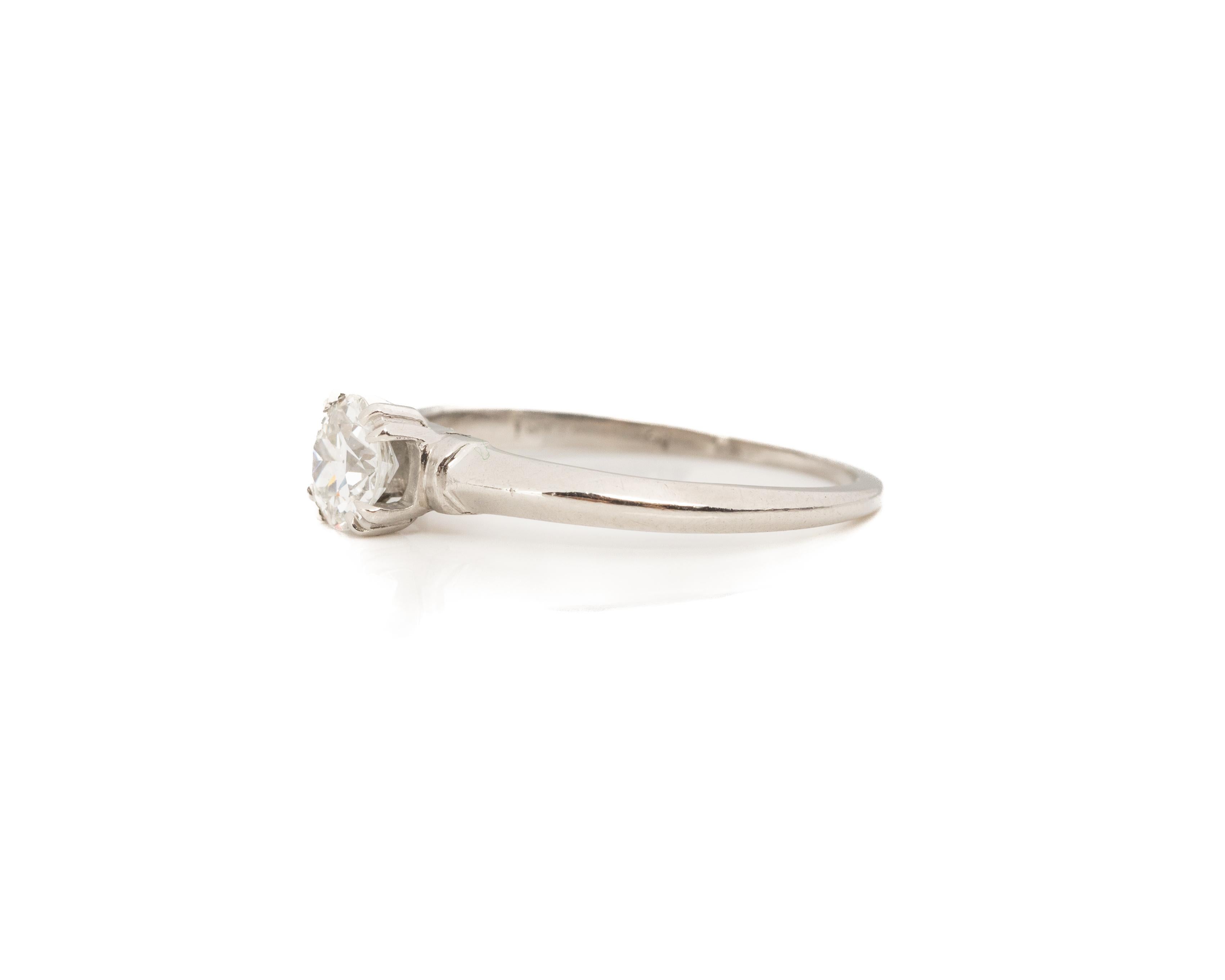 .55 Carat Total Weight Art Deco Diamond Platinum Engagement Ring For Sale 3